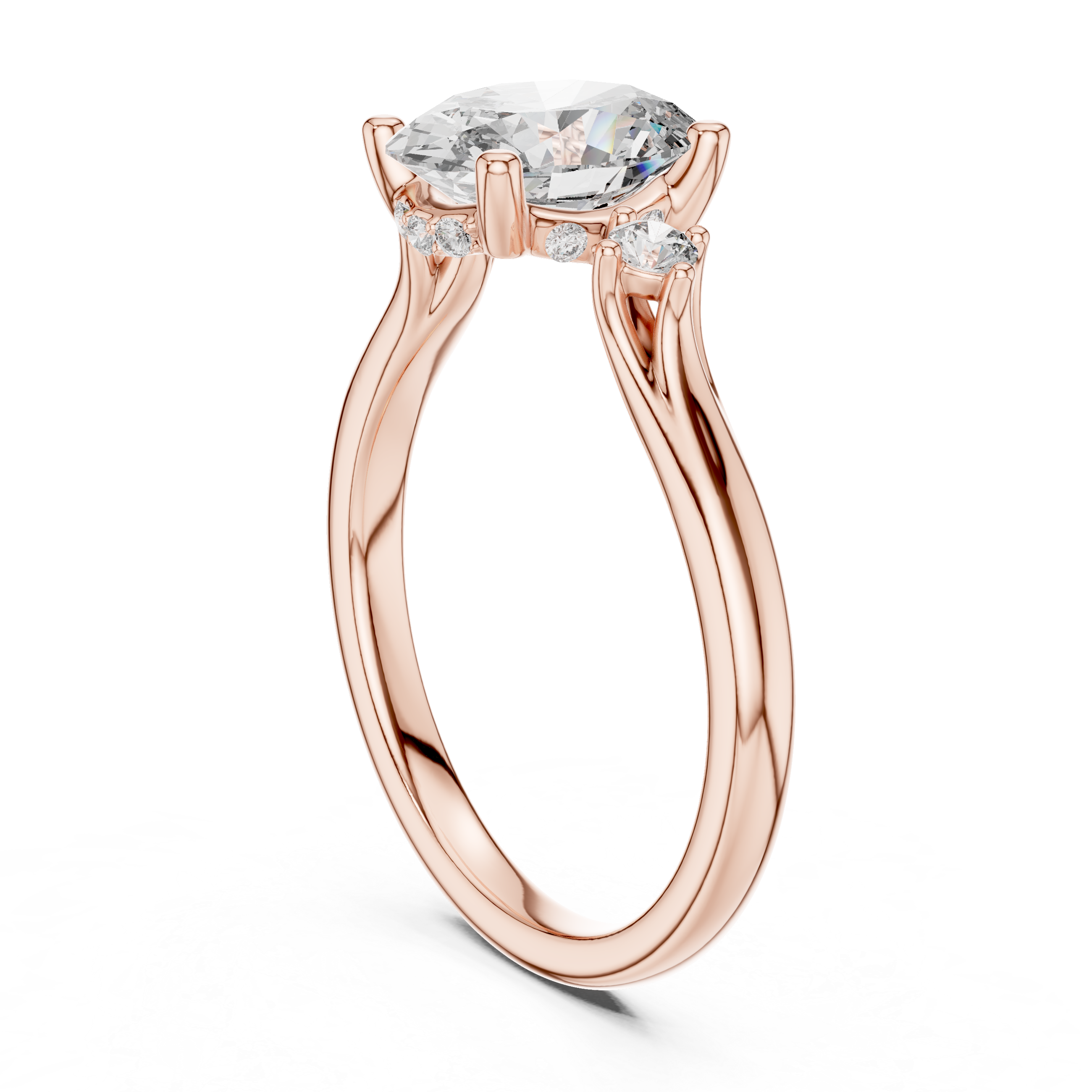 Oval And Round Cut Brilliant Moissanite VVS1 Eternity Engagement Ring