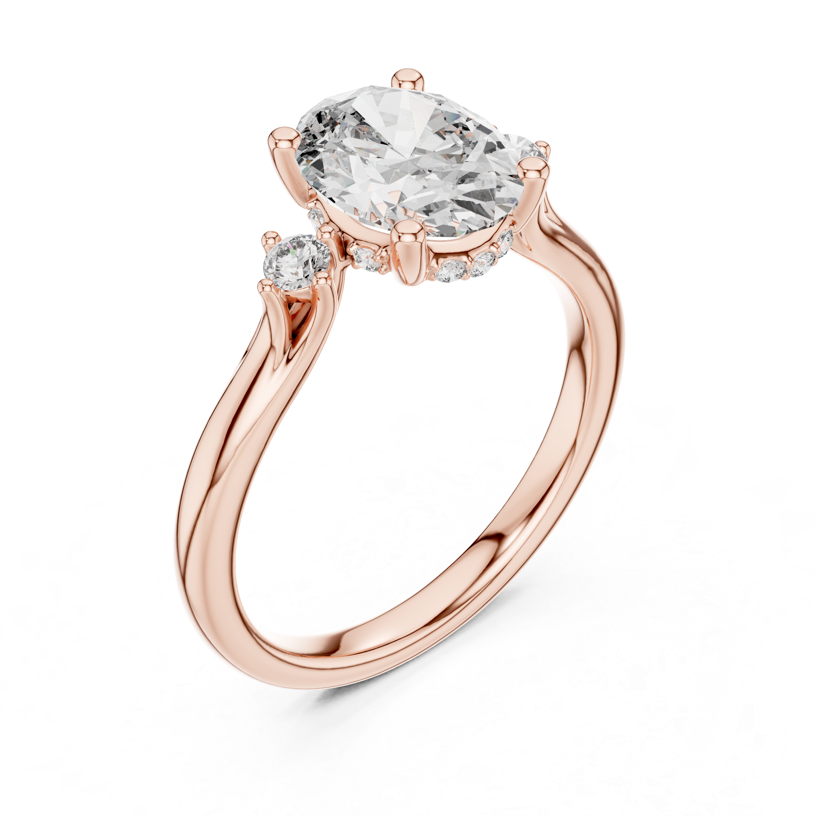 Oval And Round Cut Brilliant Moissanite VVS1 Eternity Engagement Ring