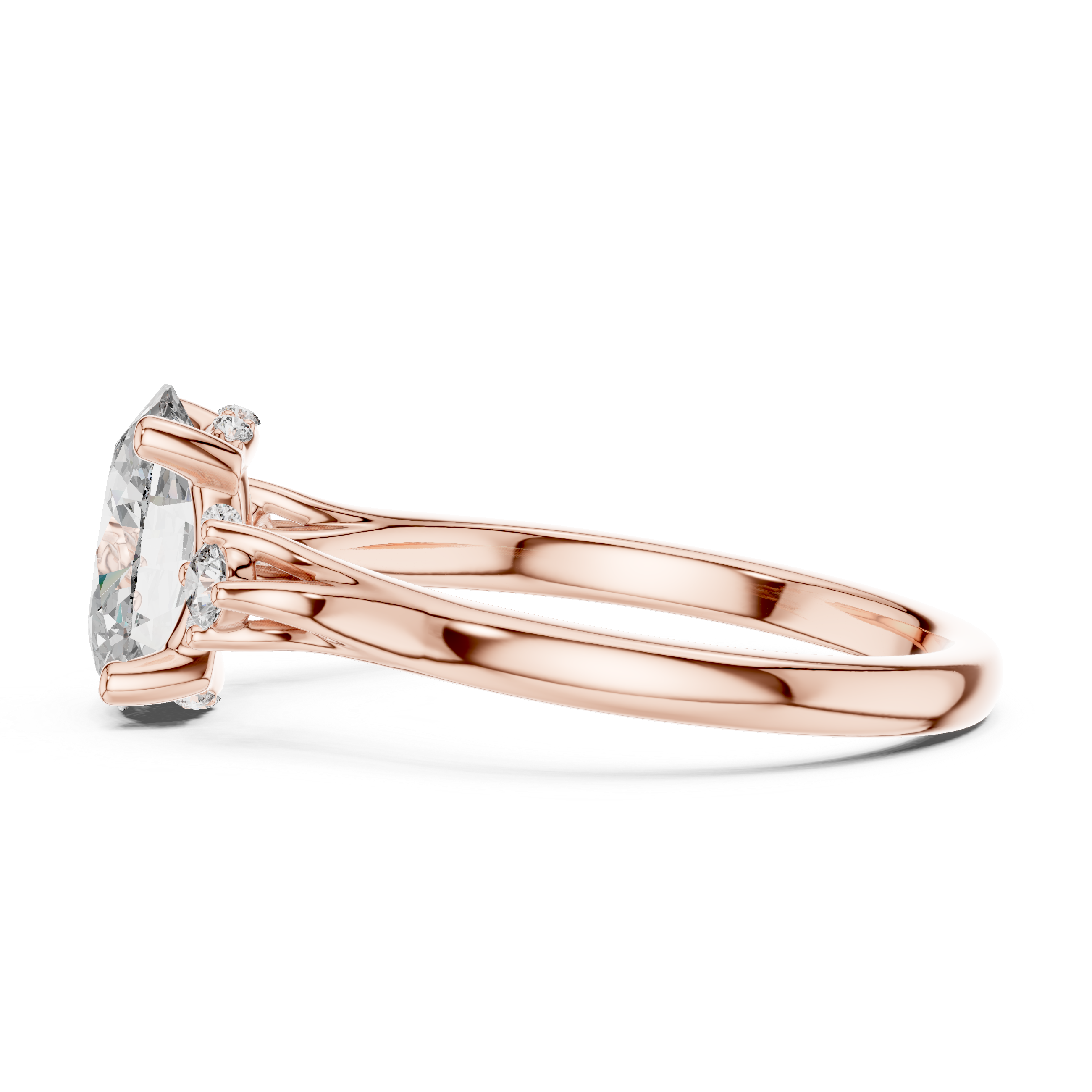 Oval And Round Cut Brilliant Moissanite VVS1 Eternity Engagement Ring