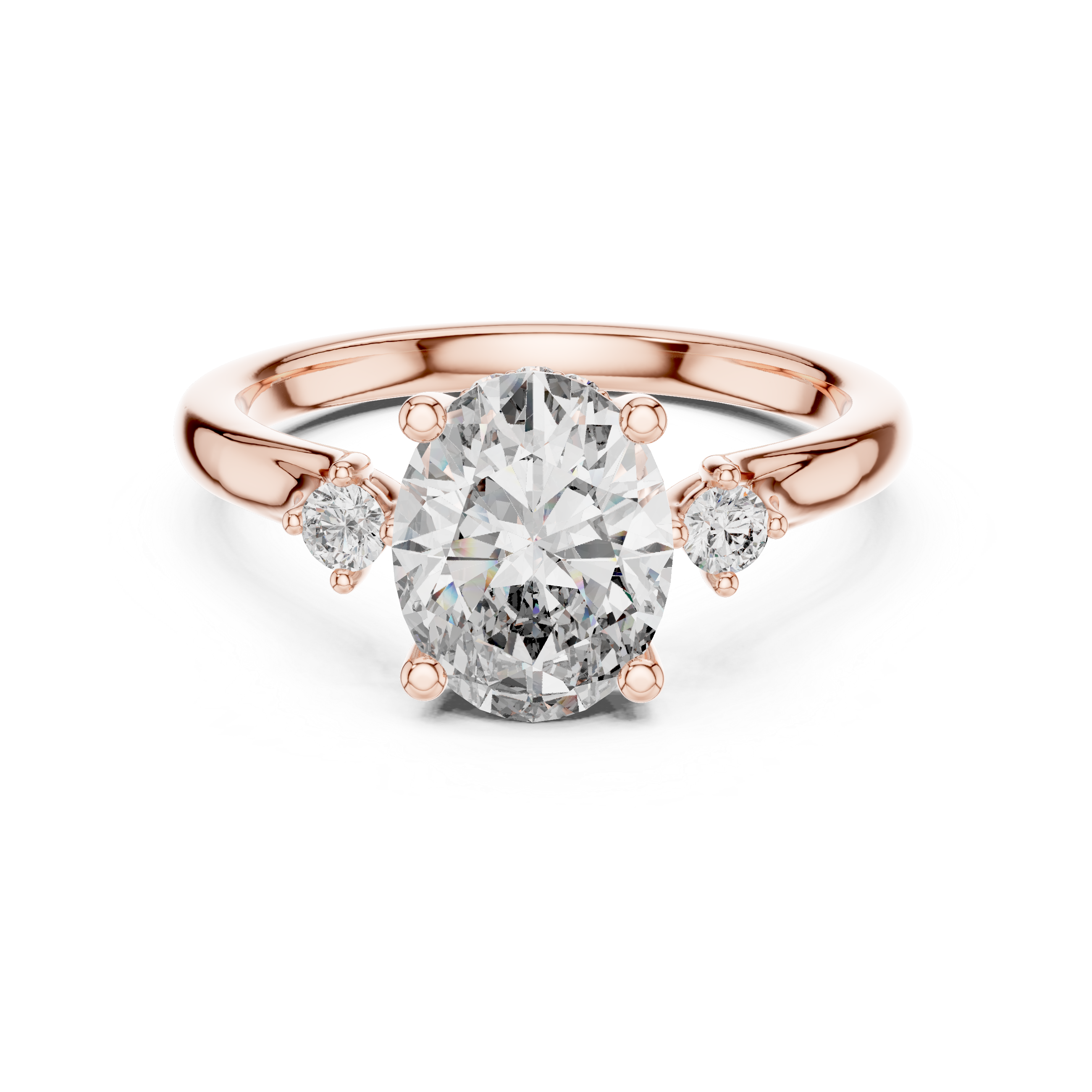 Oval And Round Cut Brilliant Moissanite VVS1 Eternity Engagement Ring