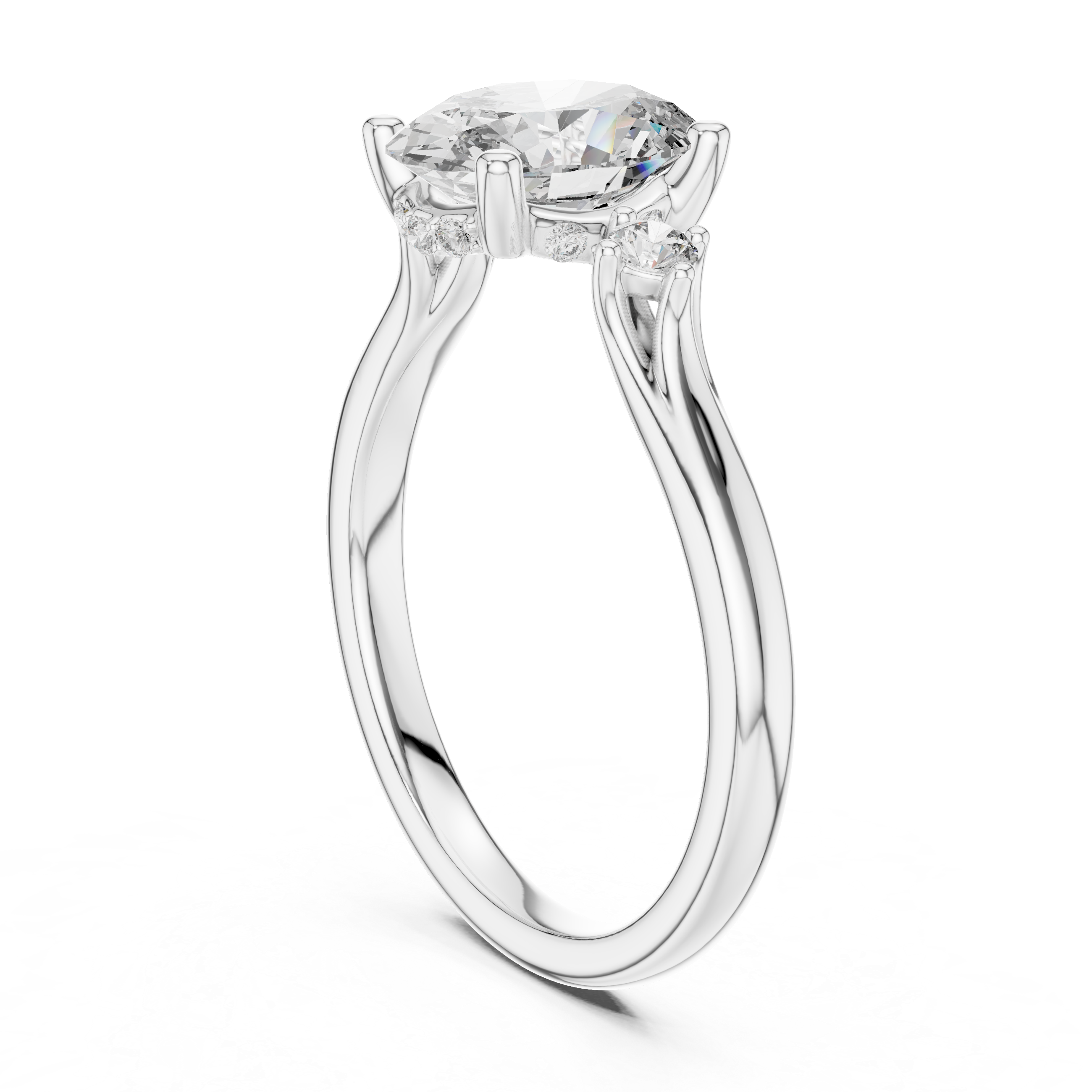 Oval And Round Cut Brilliant Moissanite VVS1 Eternity Engagement Ring