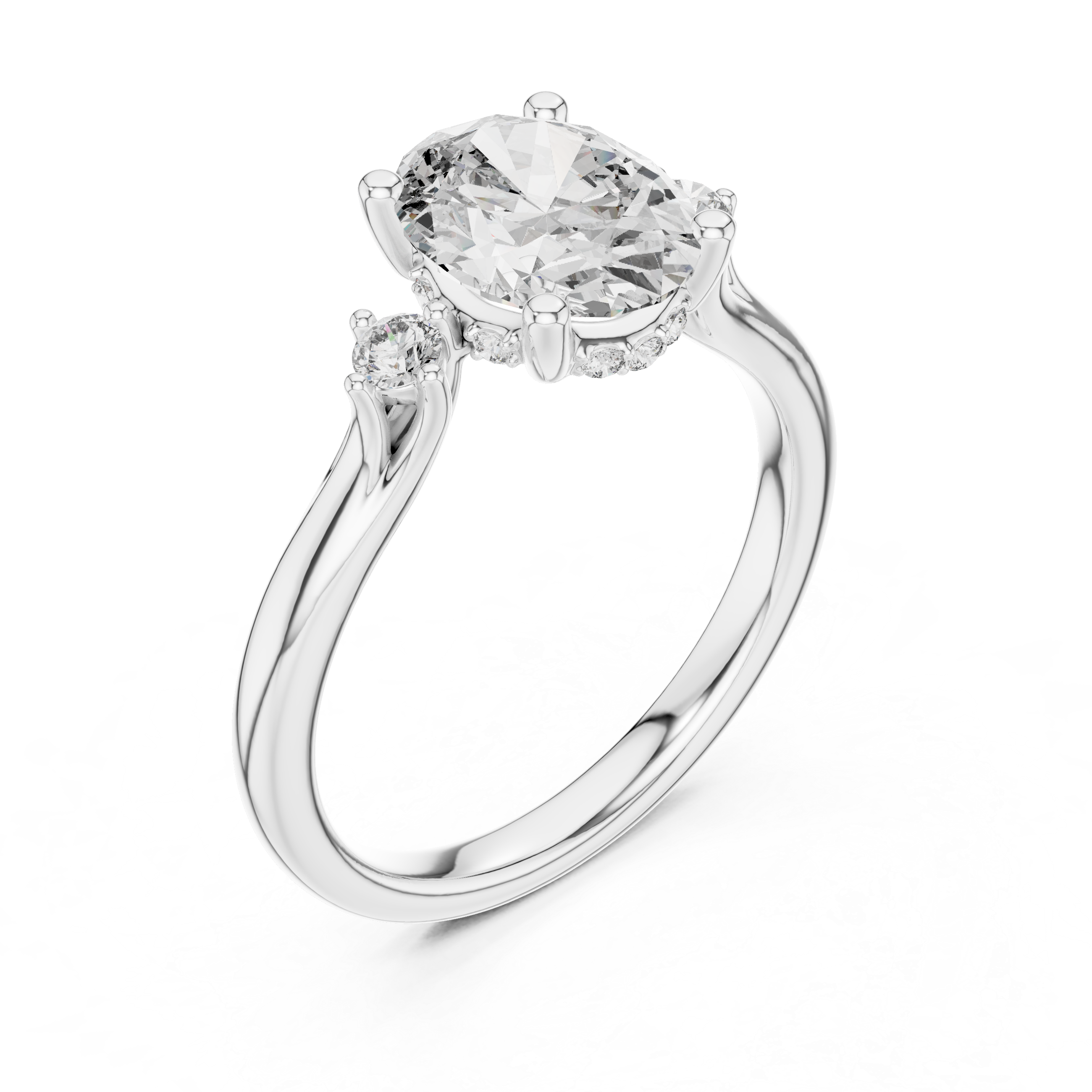 Oval And Round Cut Brilliant Moissanite VVS1 Eternity Engagement Ring