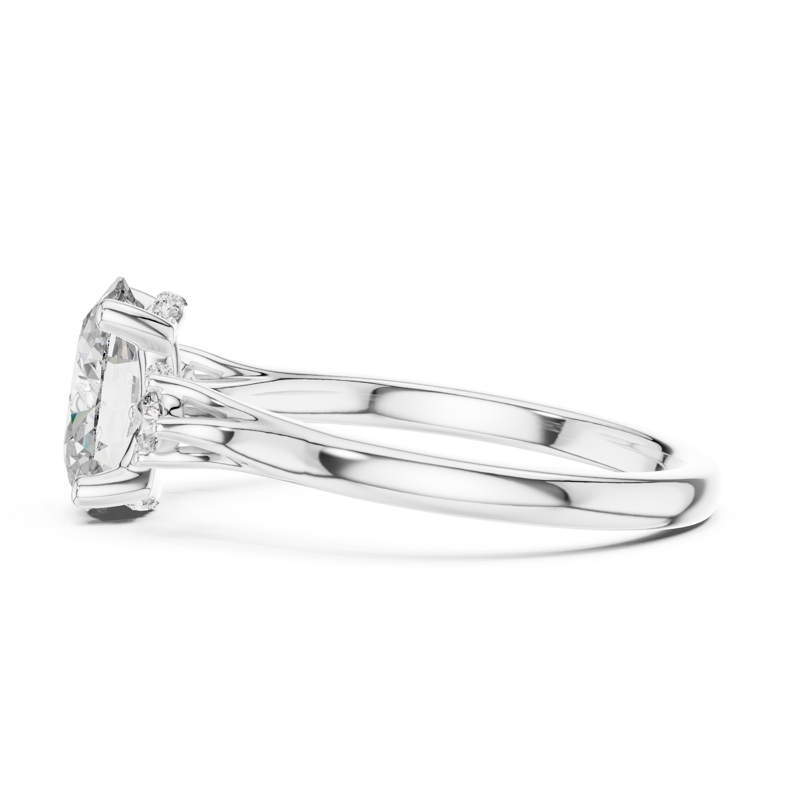 Oval And Round Cut Brilliant Moissanite VVS1 Eternity Engagement Ring