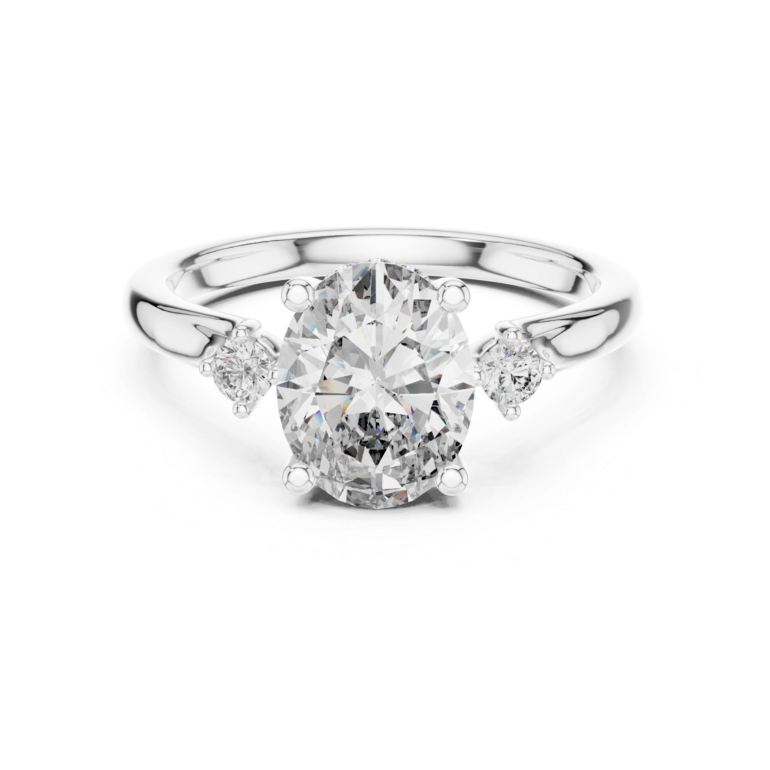 Oval And Round Cut Brilliant Moissanite VVS1 Eternity Engagement Ring