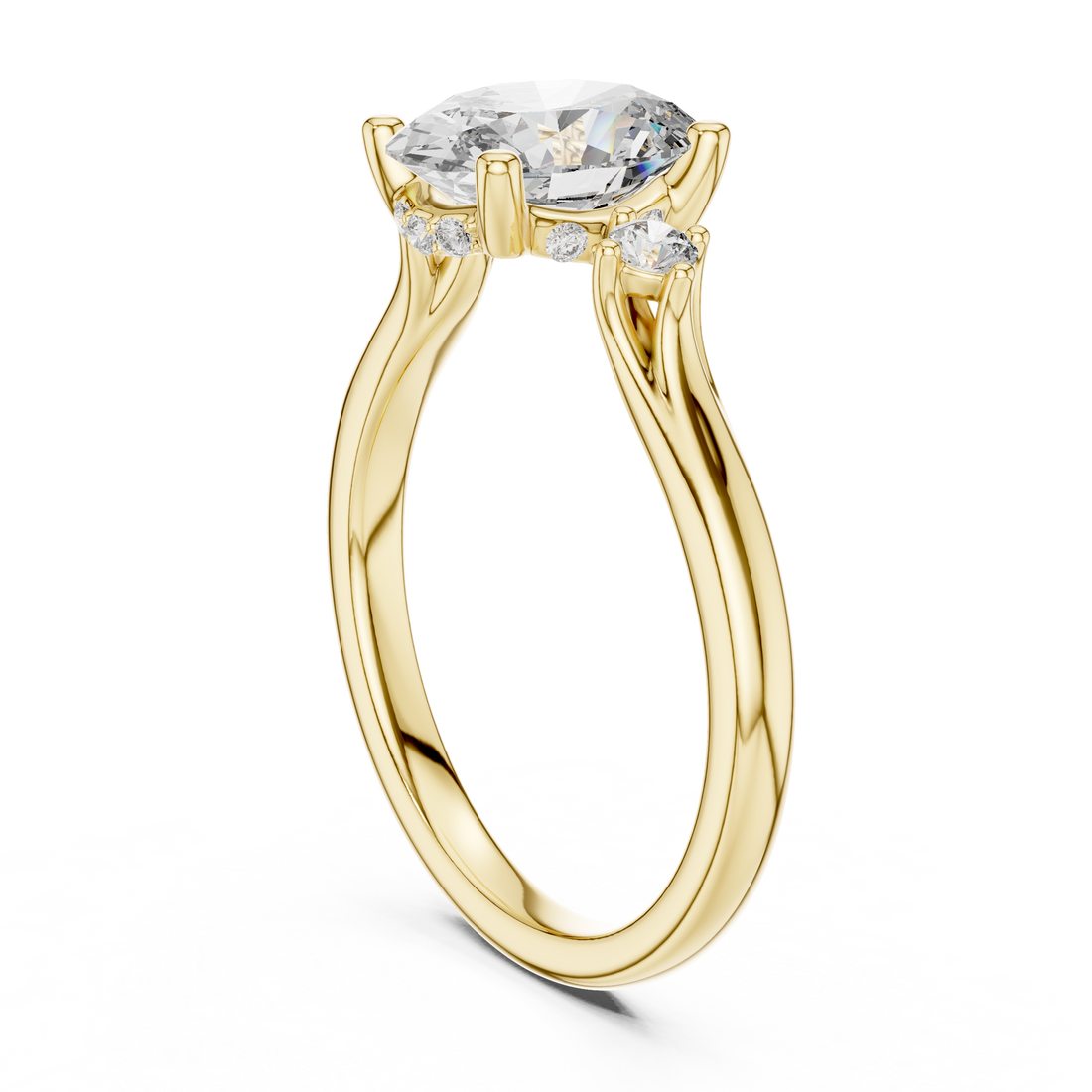 Oval And Round Cut Brilliant Moissanite VVS1 Eternity Engagement Ring
