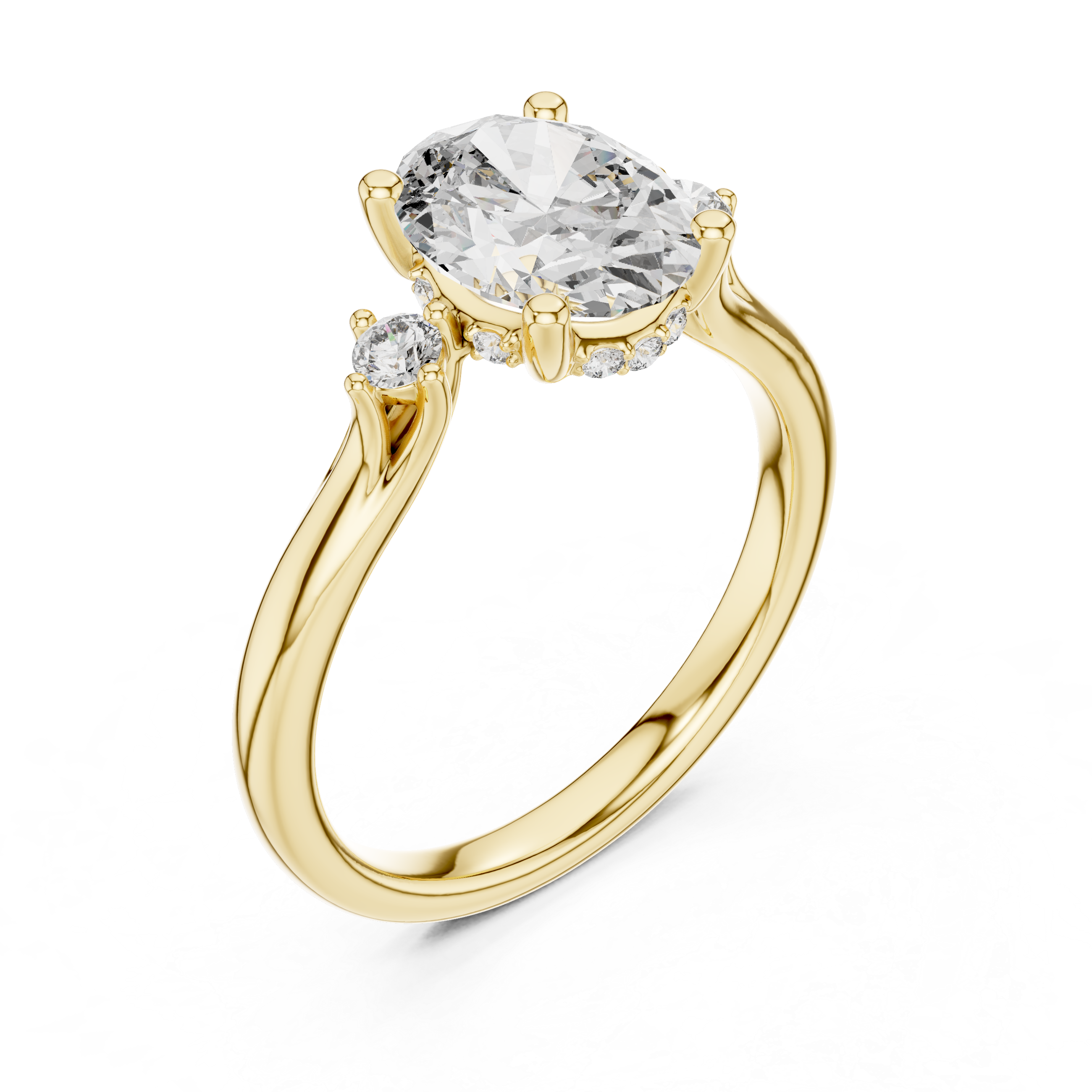 Oval And Round Cut Brilliant Moissanite VVS1 Eternity Engagement Ring