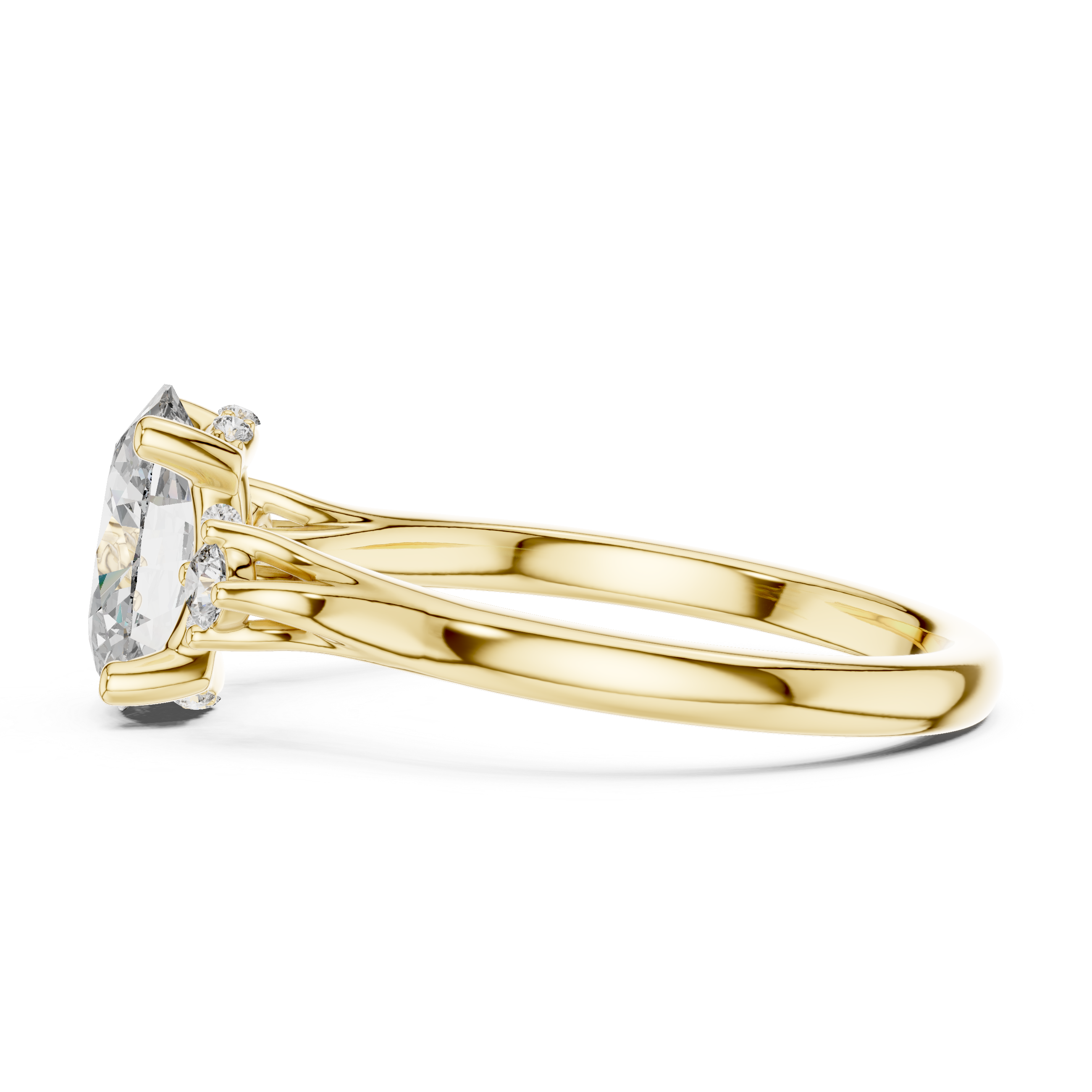 Oval And Round Cut Brilliant Moissanite VVS1 Eternity Engagement Ring