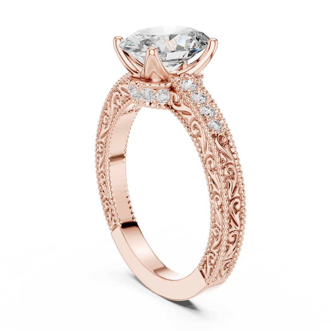 Oval And Round Cut Brilliant Moissanite VVS1 Eternity Engagement Ring