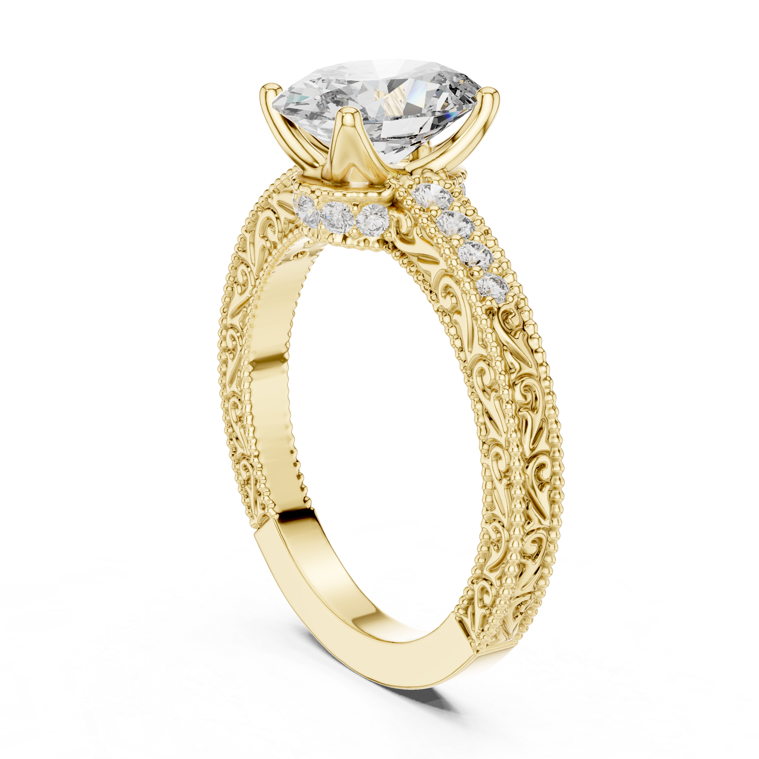 Oval And Round Cut Brilliant Moissanite VVS1 Eternity Engagement Ring