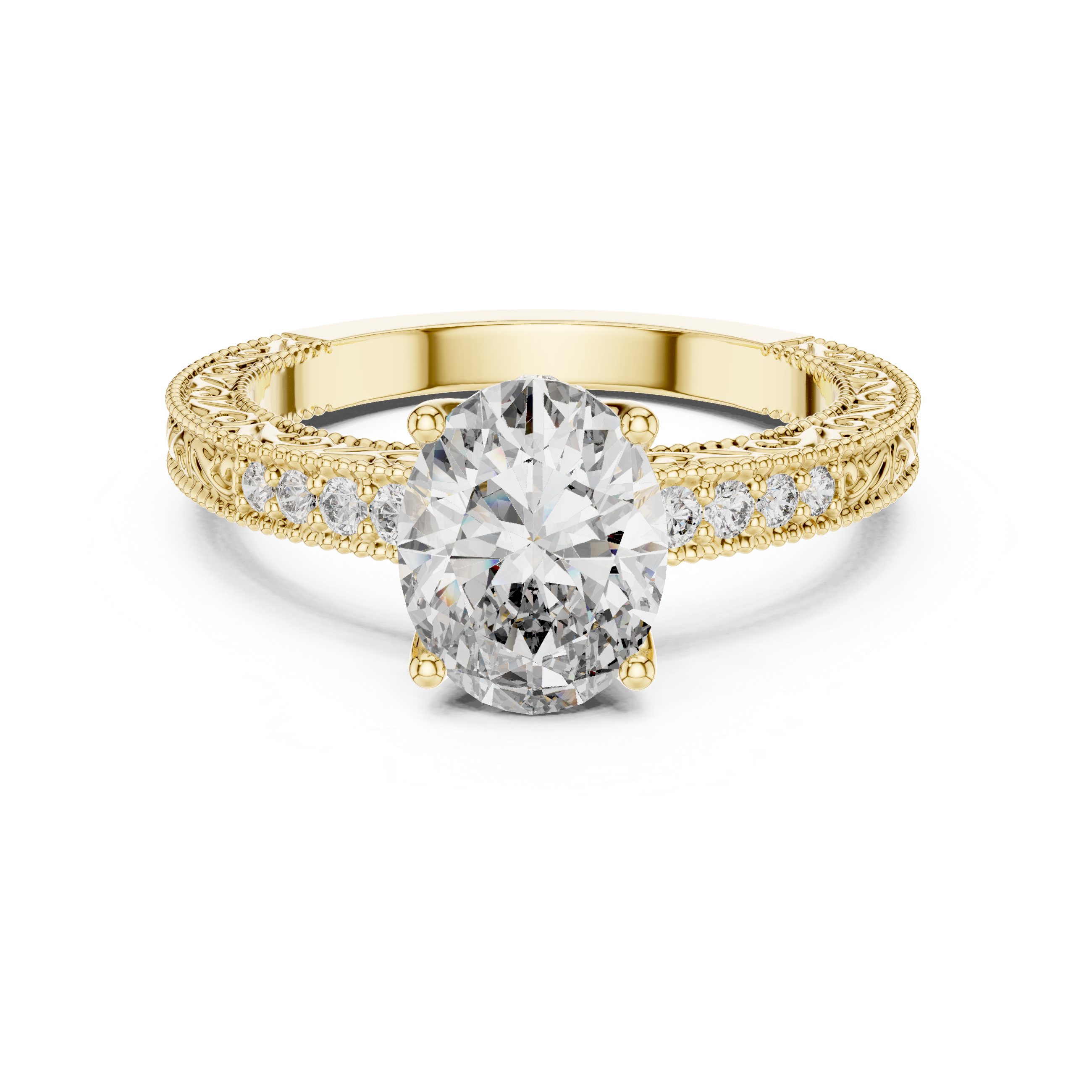 Oval And Round Cut Brilliant Moissanite VVS1 Eternity Engagement Ring