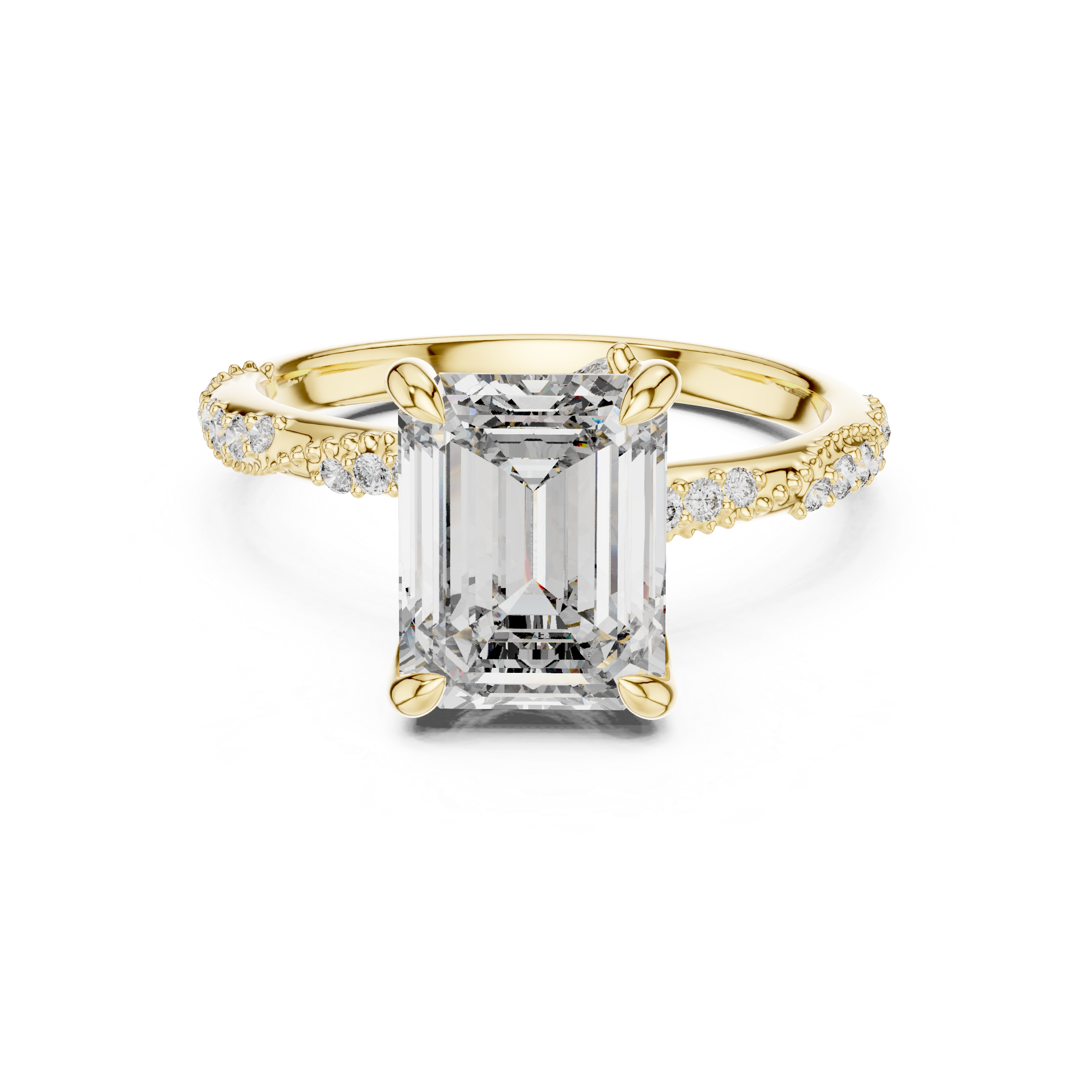 Emerald And Round Cut Brilliant Moissanite VVS1 Eternity Engagement Ring