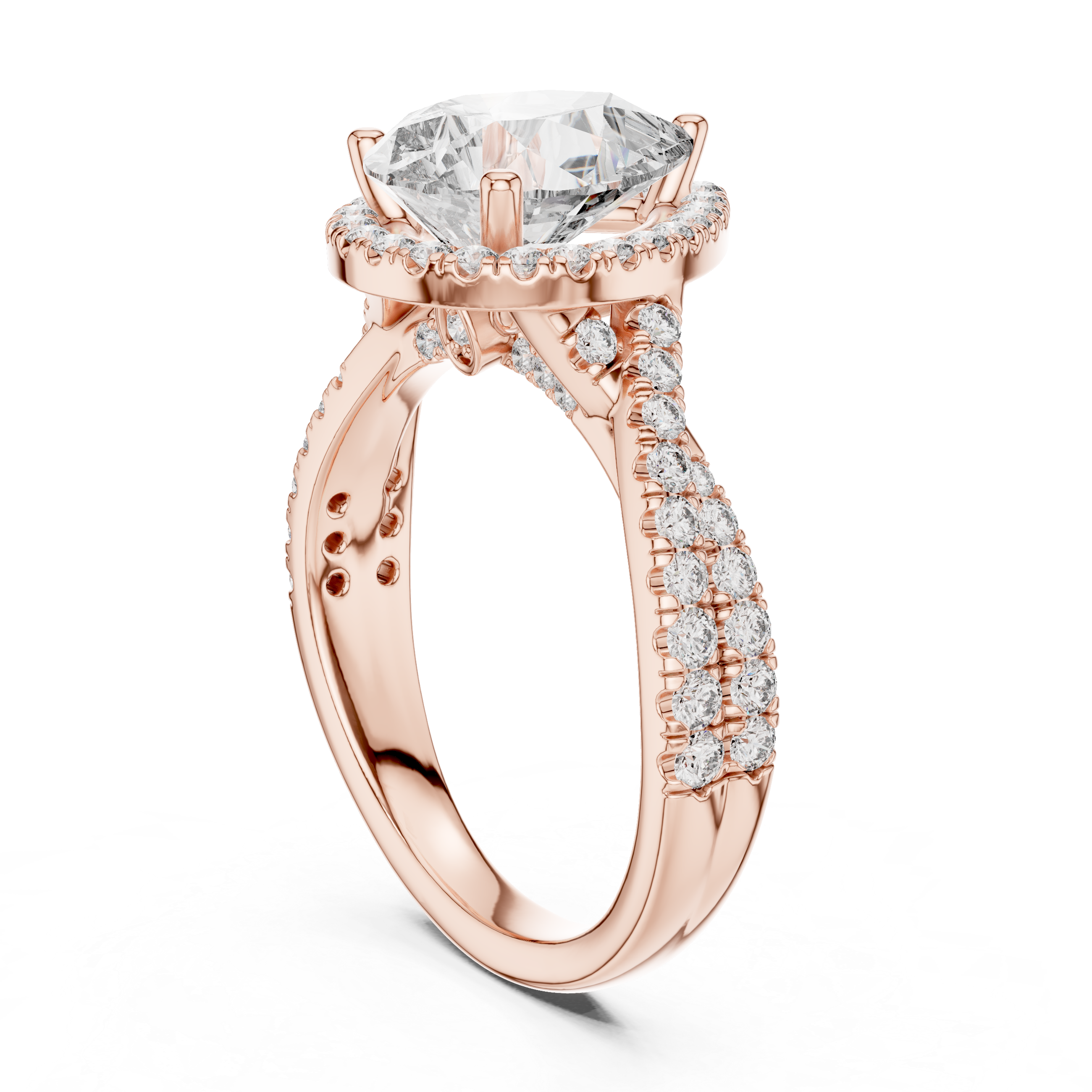 Pear And Round Cut Brilliant Moissanite VVS1 Eternity Engagement Ring