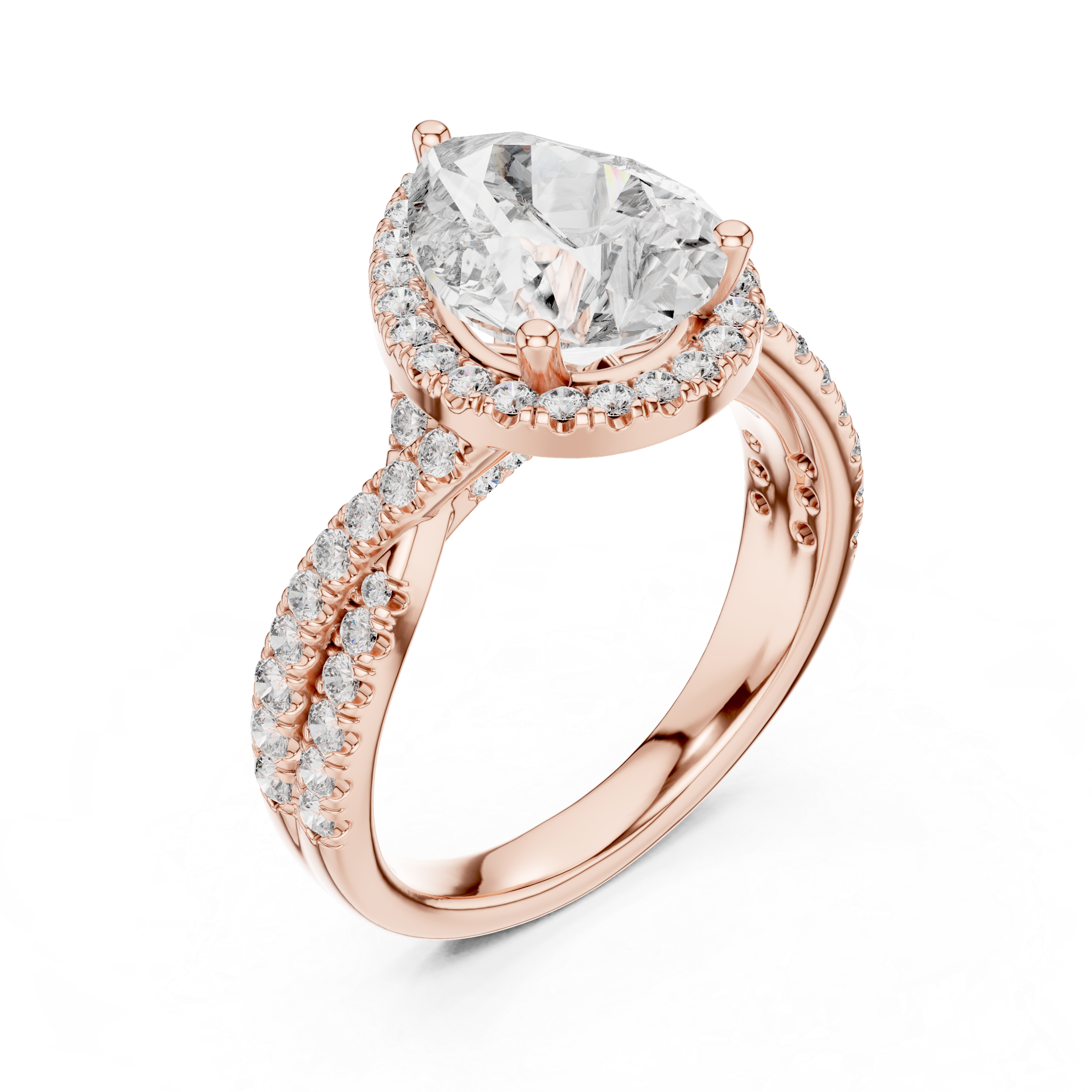 Pear And Round Cut Brilliant Moissanite VVS1 Eternity Engagement Ring