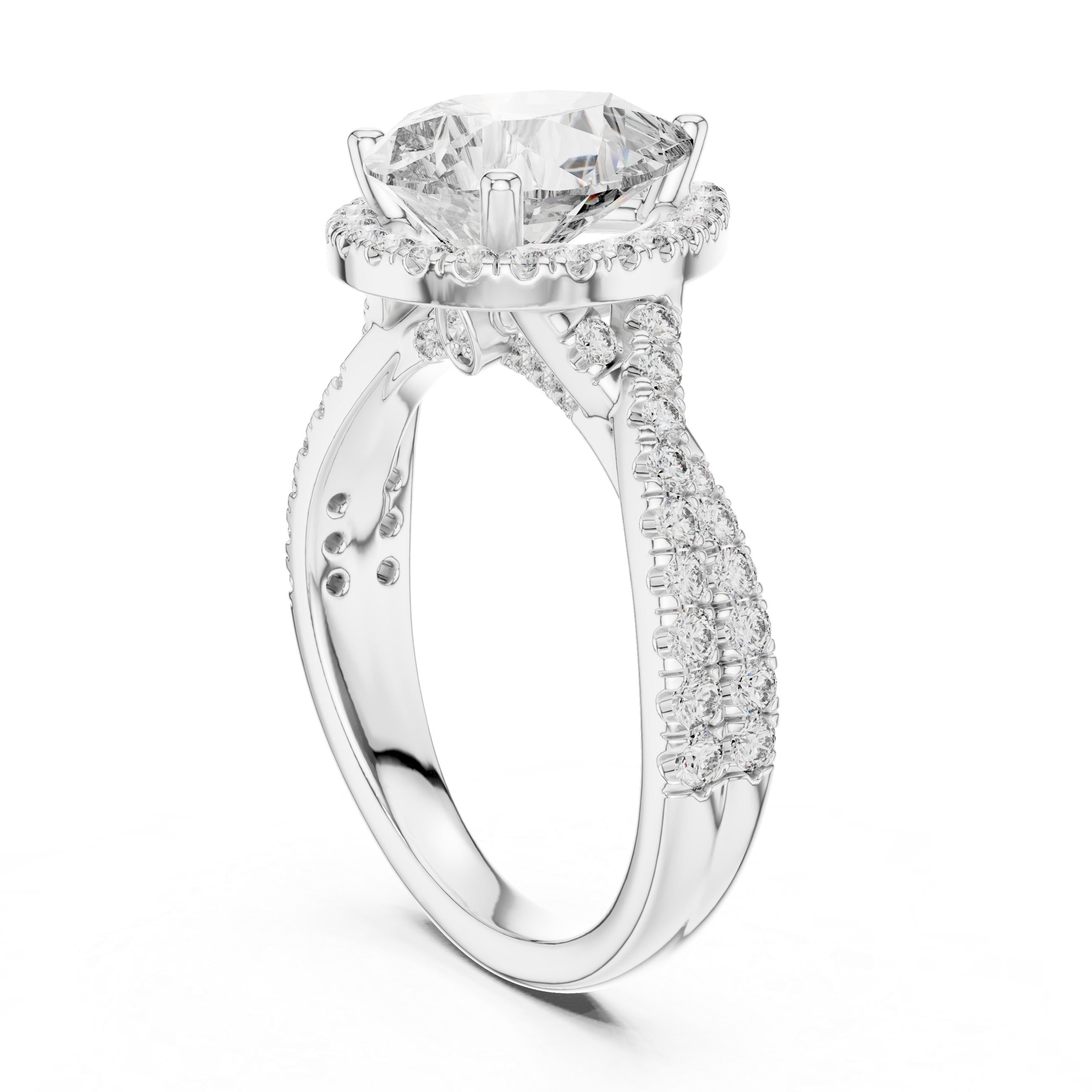 Pear And Round Cut Brilliant Moissanite VVS1 Eternity Engagement Ring