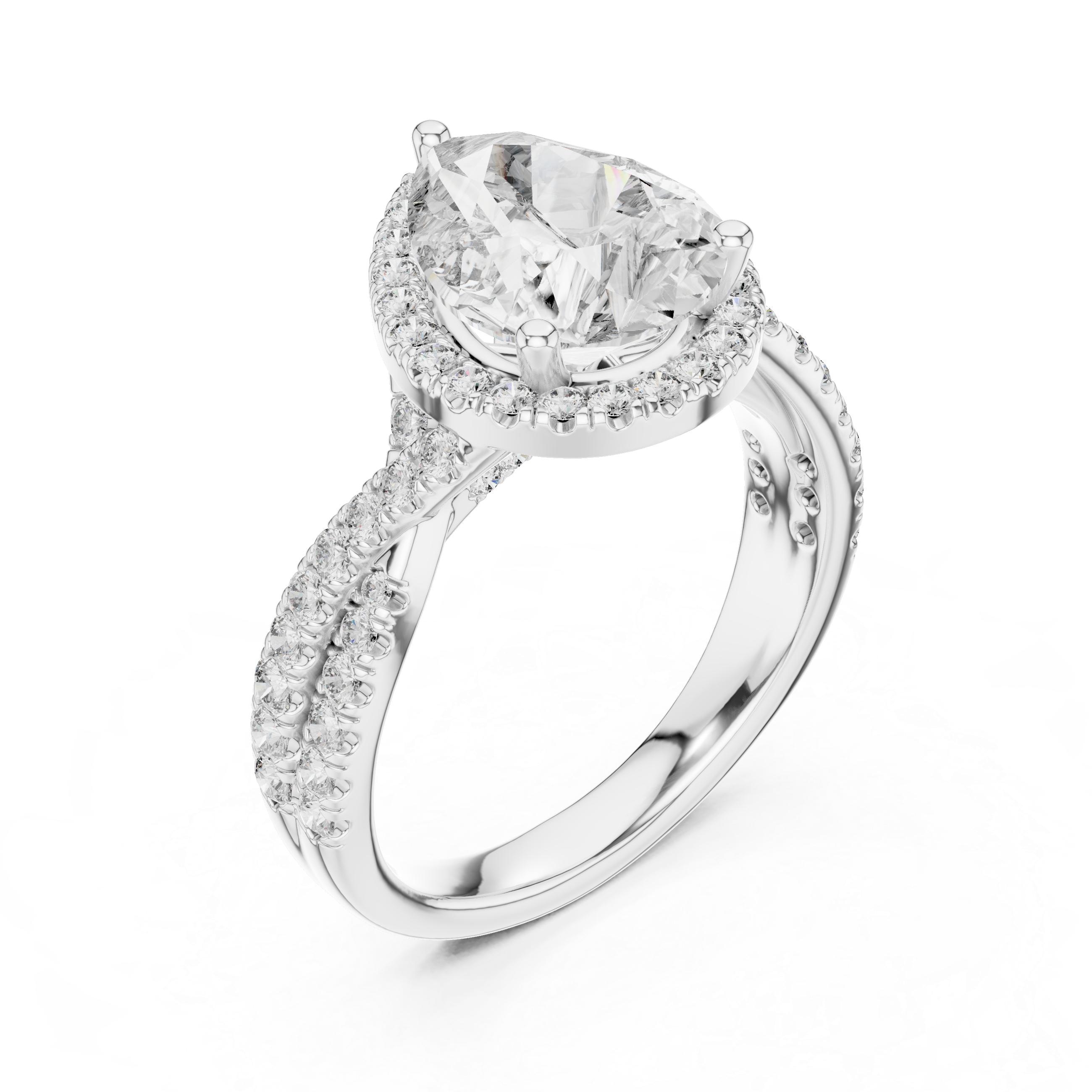 Pear And Round Cut Brilliant Moissanite VVS1 Eternity Engagement Ring