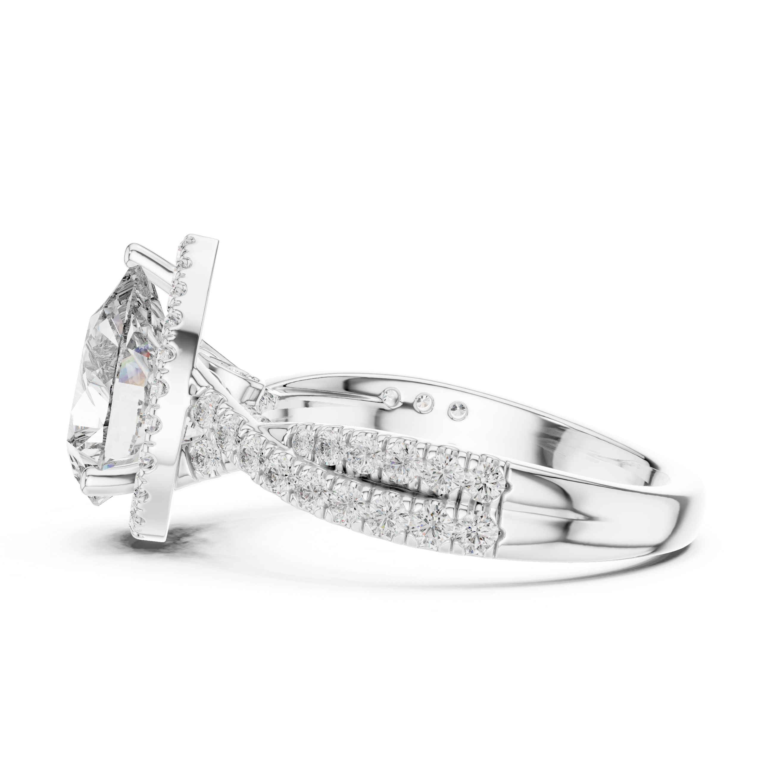 Pear And Round Cut Brilliant Moissanite VVS1 Eternity Engagement Ring
