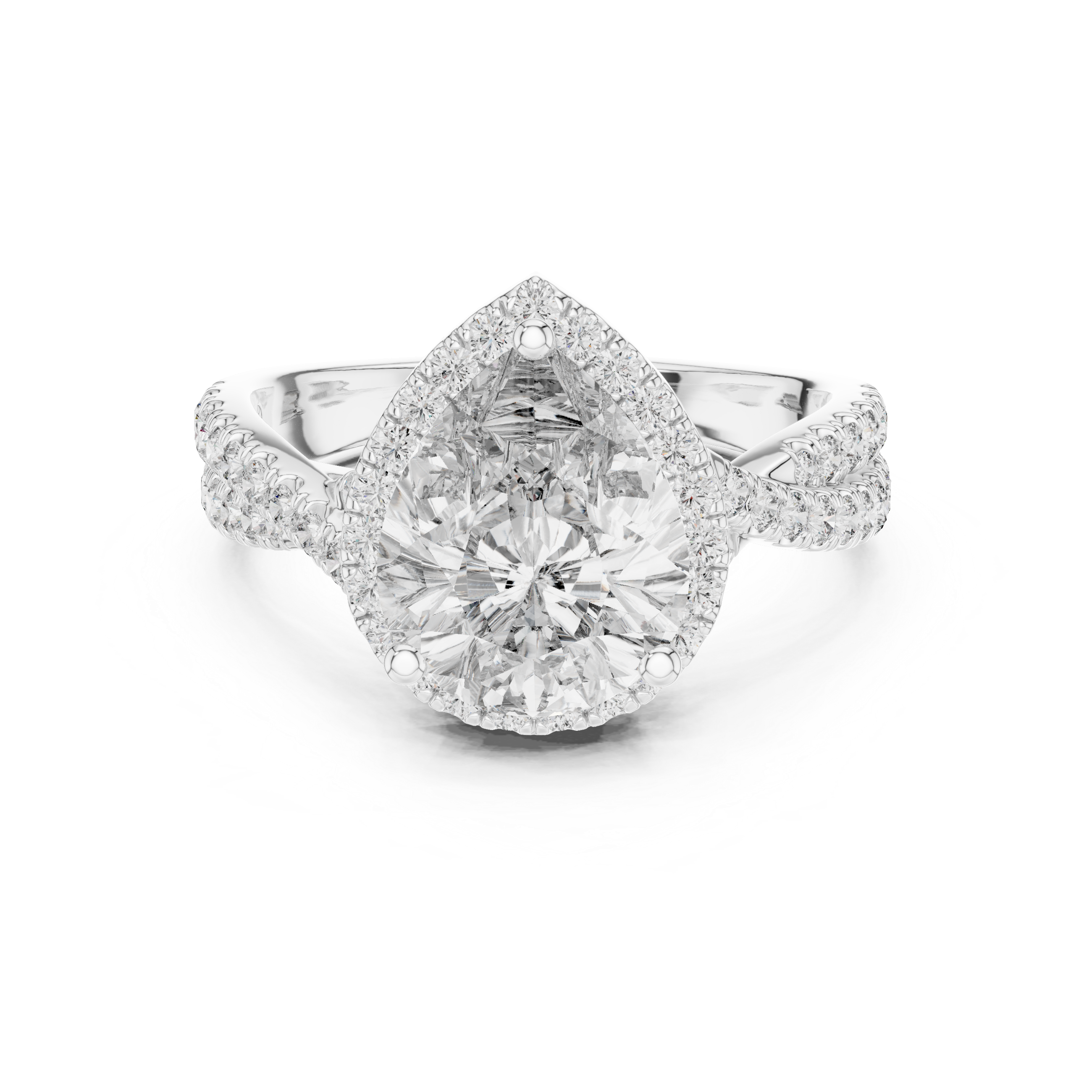 Pear And Round Cut Brilliant Moissanite VVS1 Eternity Engagement Ring