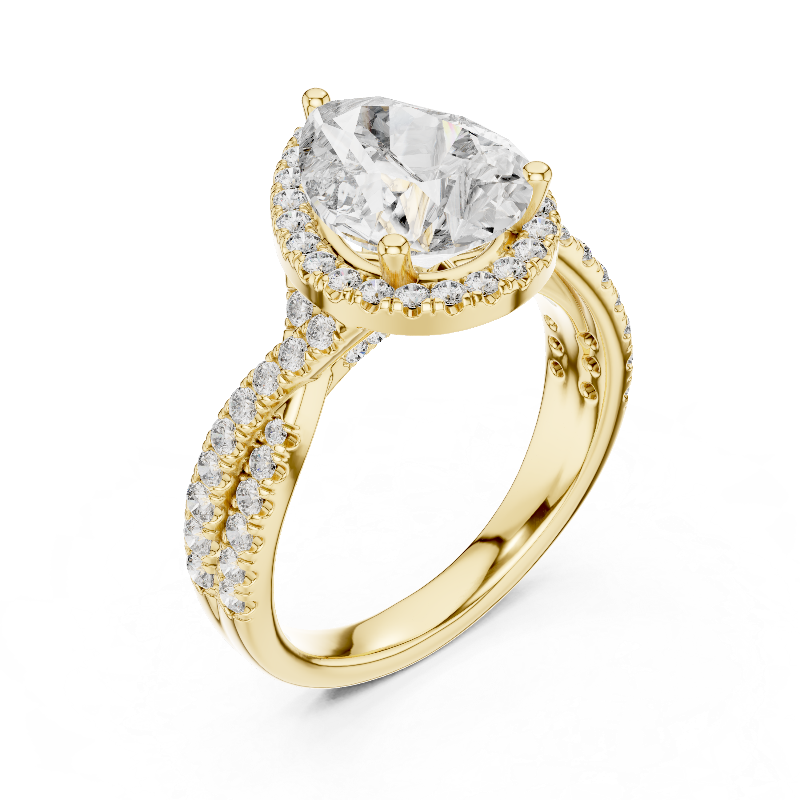 Pear And Round Cut Brilliant Moissanite VVS1 Eternity Engagement Ring