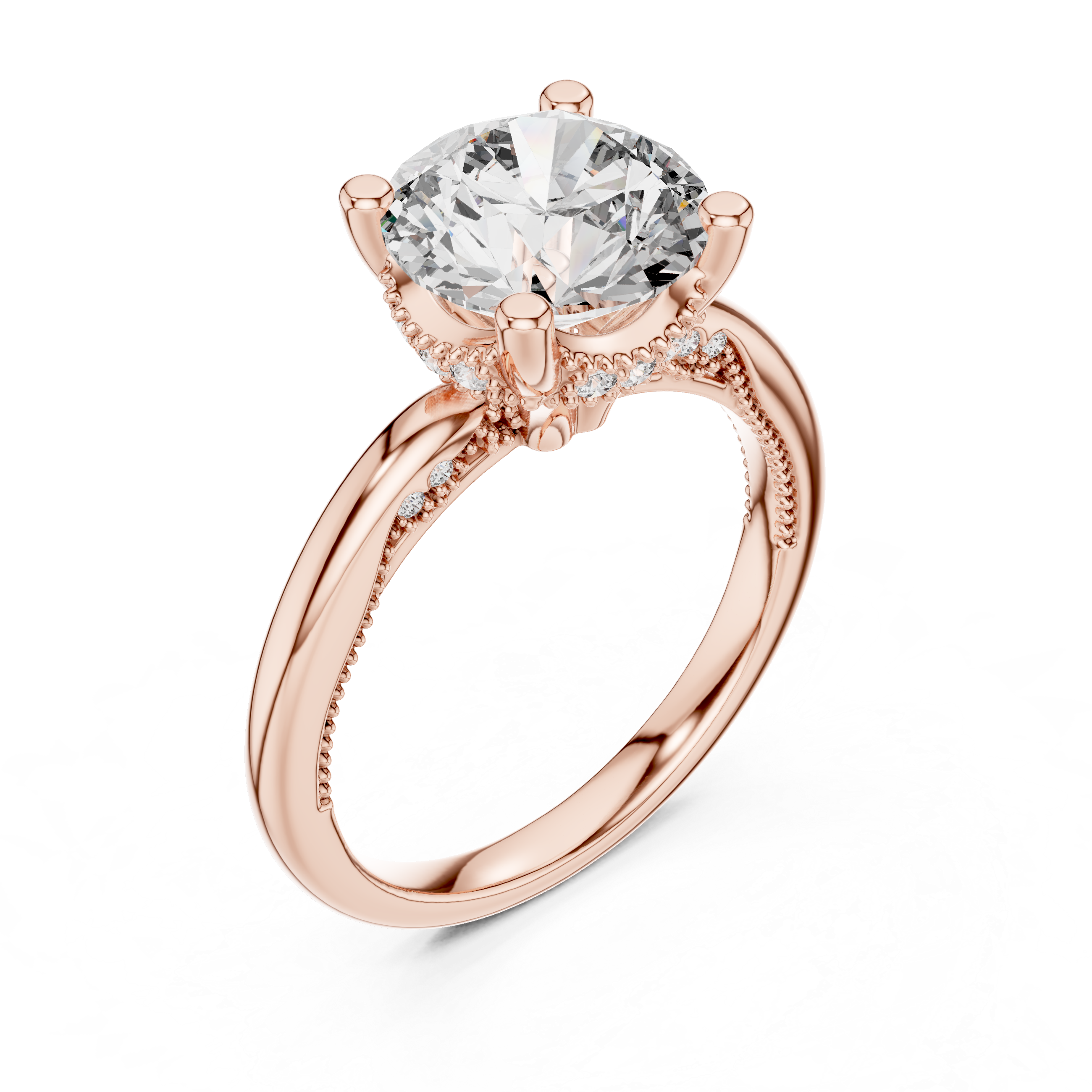 Round Cut Brilliant Moissanite VVS1 Eternity Engagement Ring