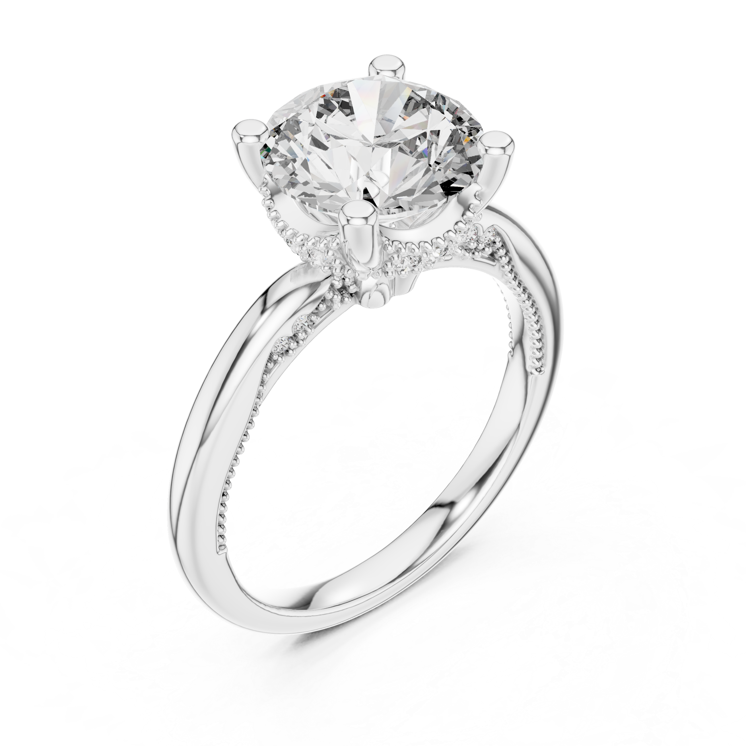 Round Cut Brilliant Moissanite VVS1 Eternity Engagement Ring