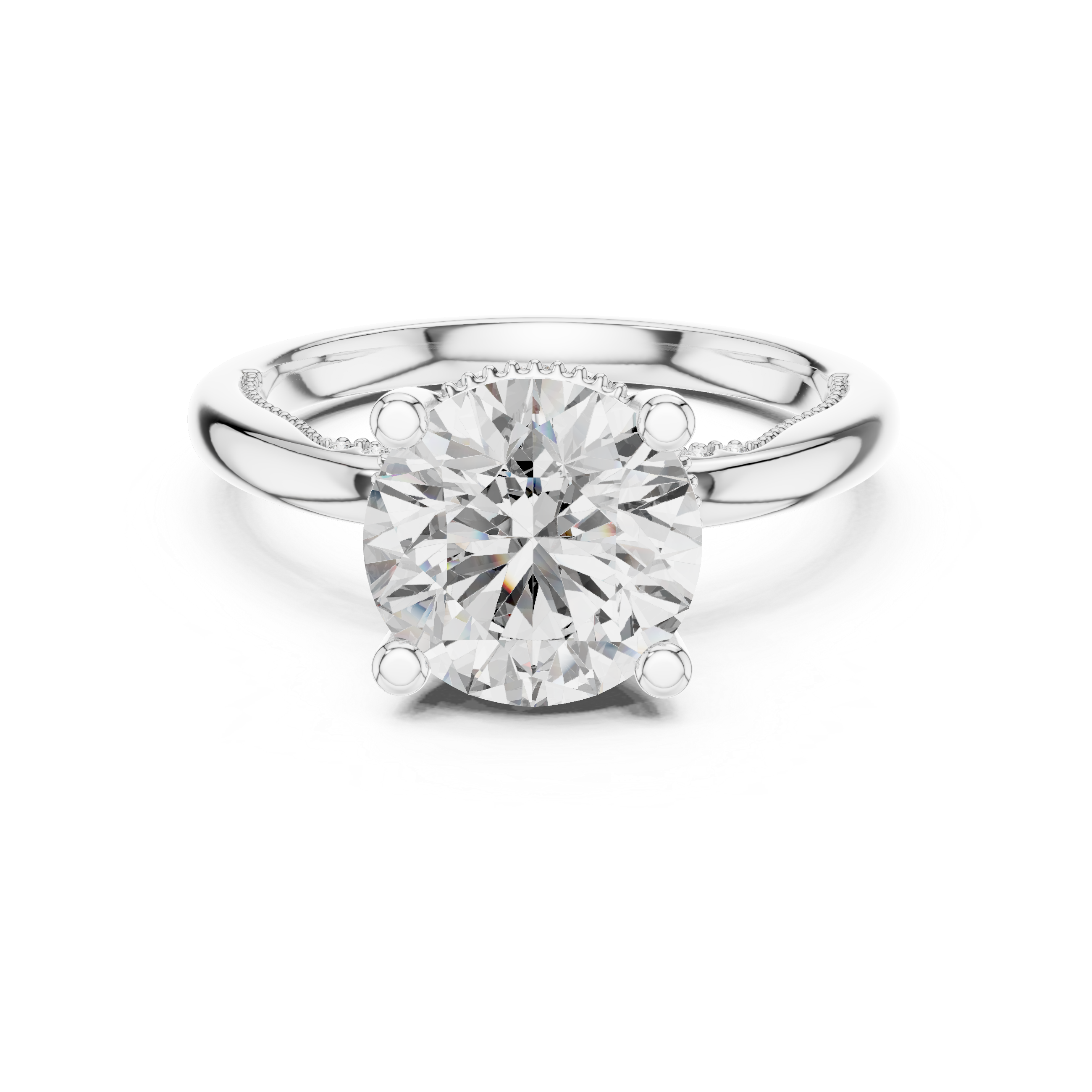 Round Cut Brilliant Moissanite VVS1 Eternity Engagement Ring