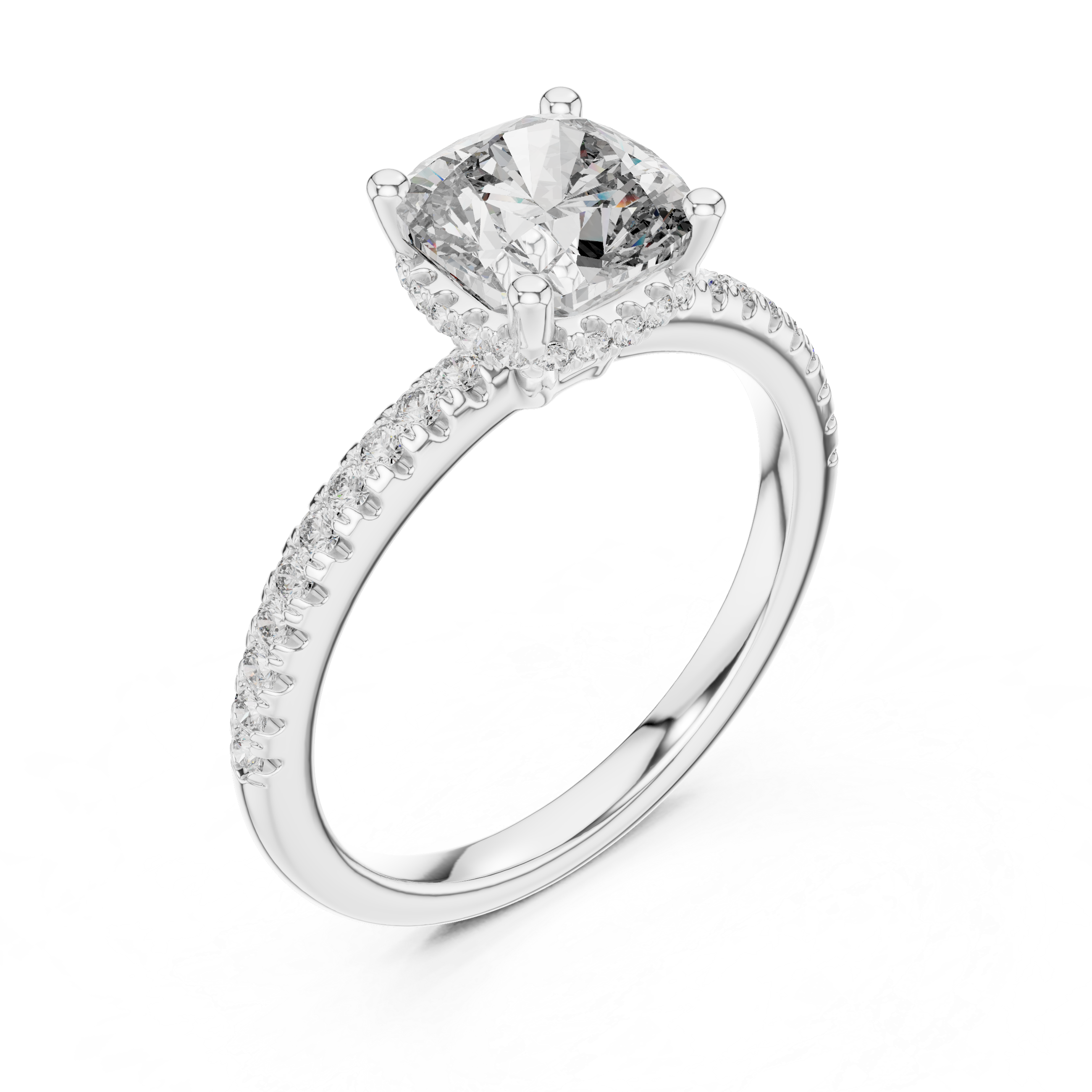 Cushion And Round Cut Brilliant Moissanite VVS1 Eternity Engagement Ring