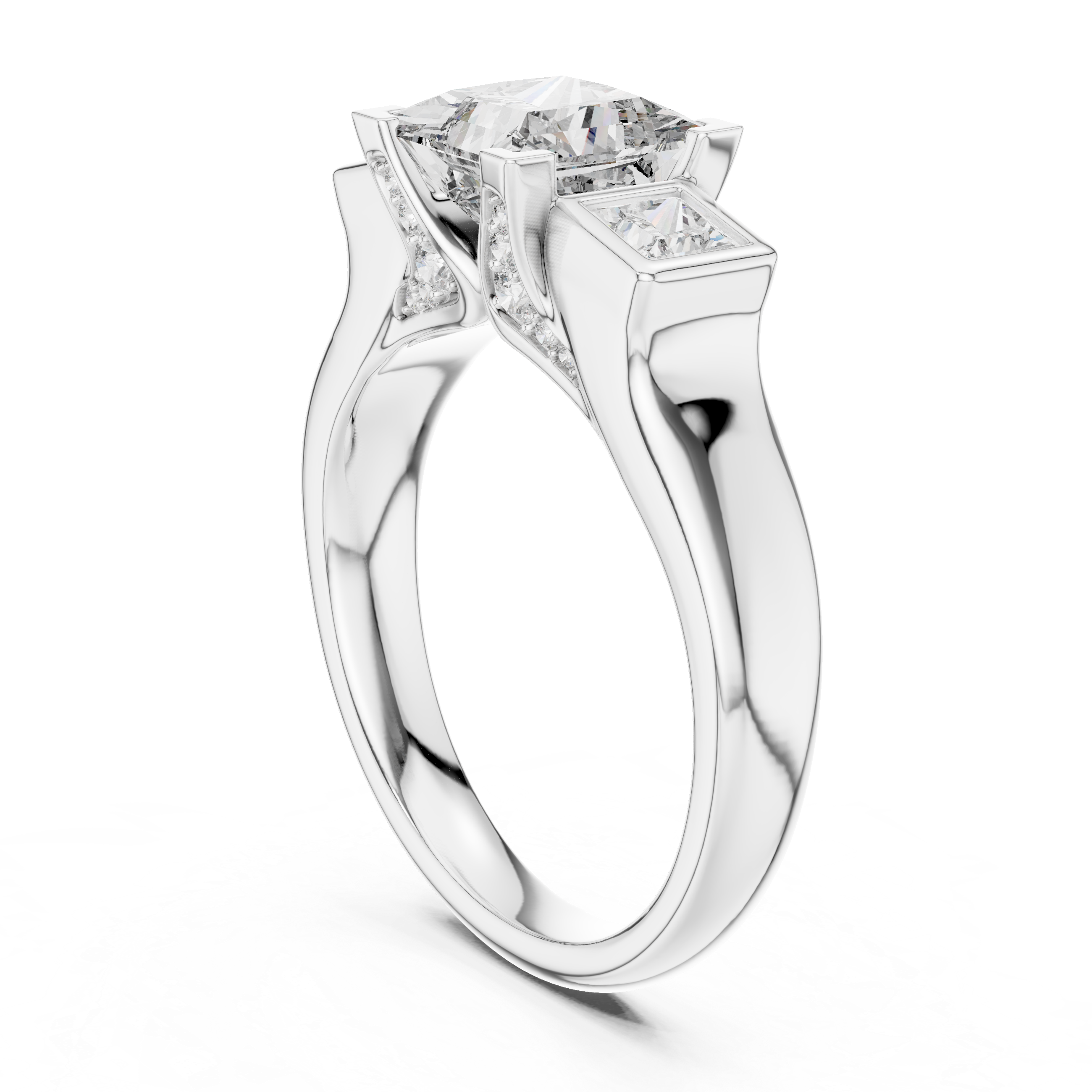 Princess Brilliant Moissanite VVS1 Eternity Engagement Ring