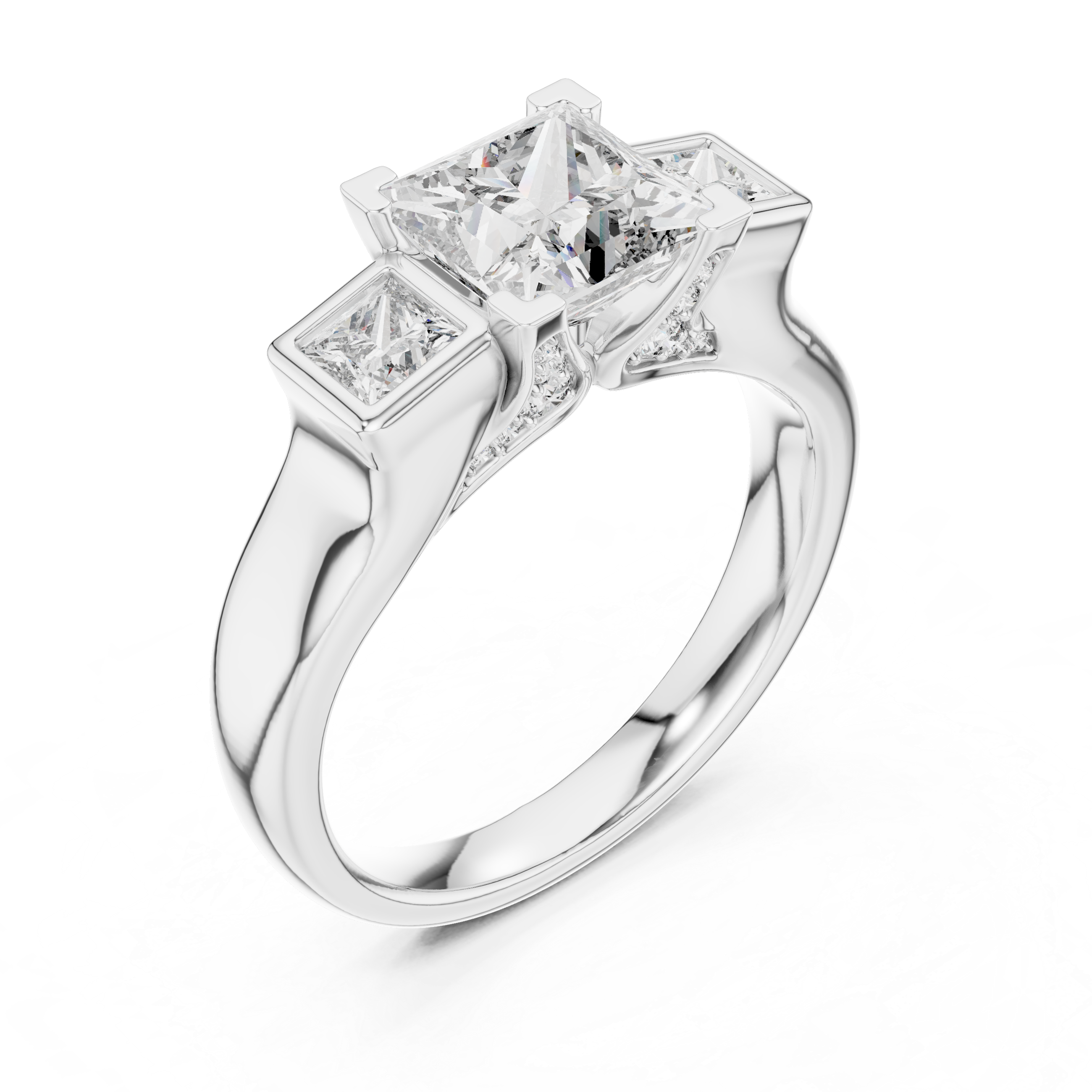 Princess Brilliant Moissanite VVS1 Eternity Engagement Ring
