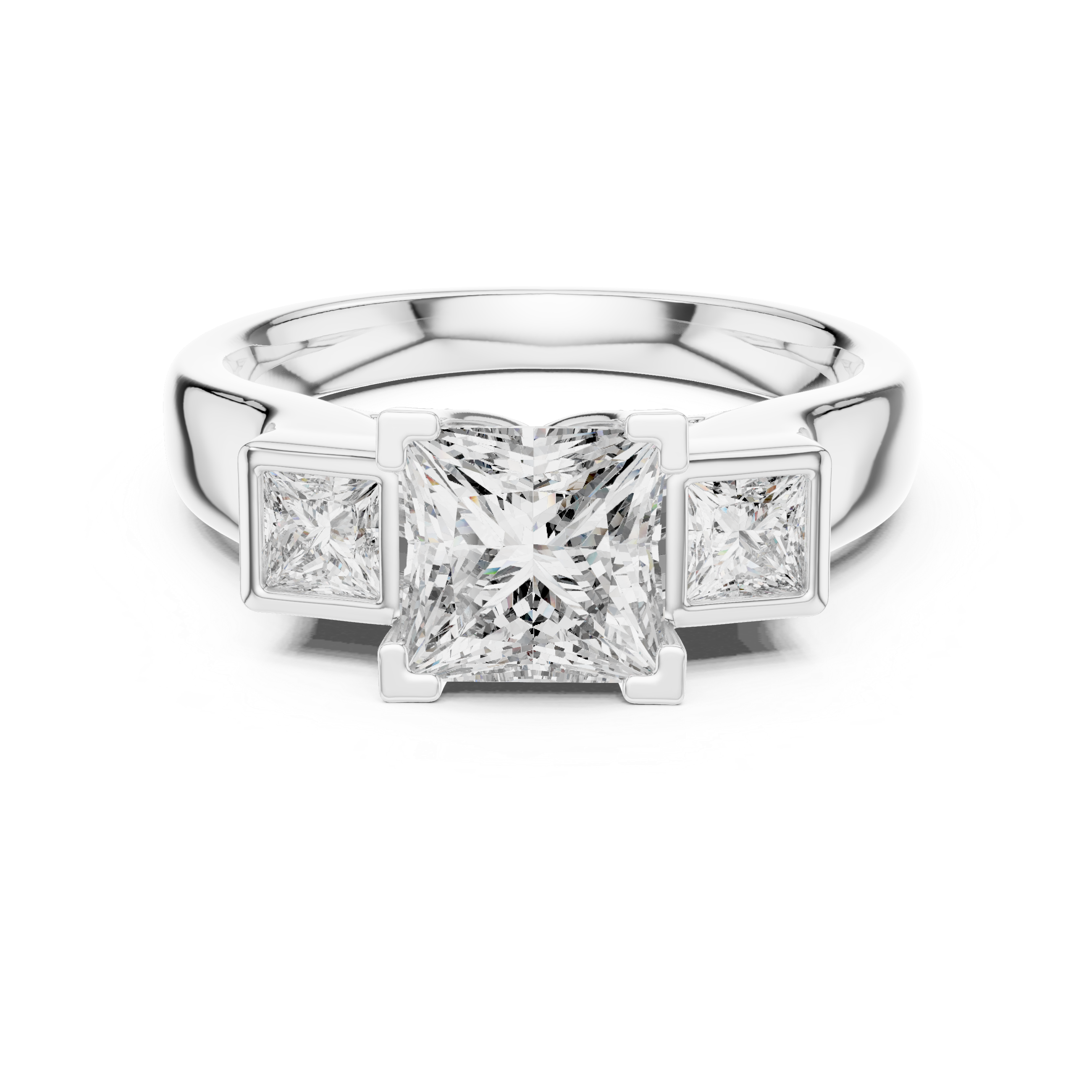 Princess Brilliant Moissanite VVS1 Eternity Engagement Ring