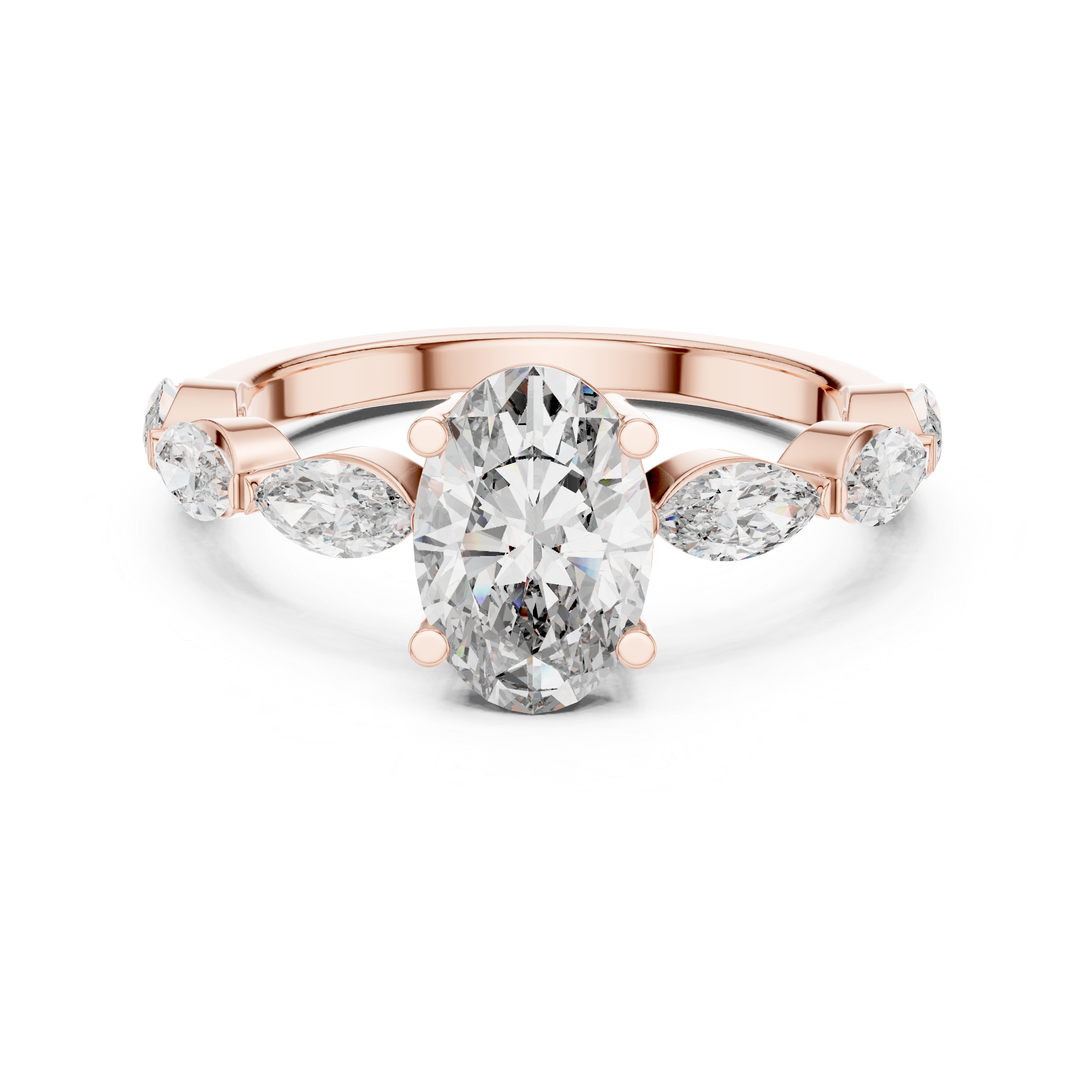 Oval & Marquise Cut Brilliant Moissanite VVS1 Eternity Engagement Ring