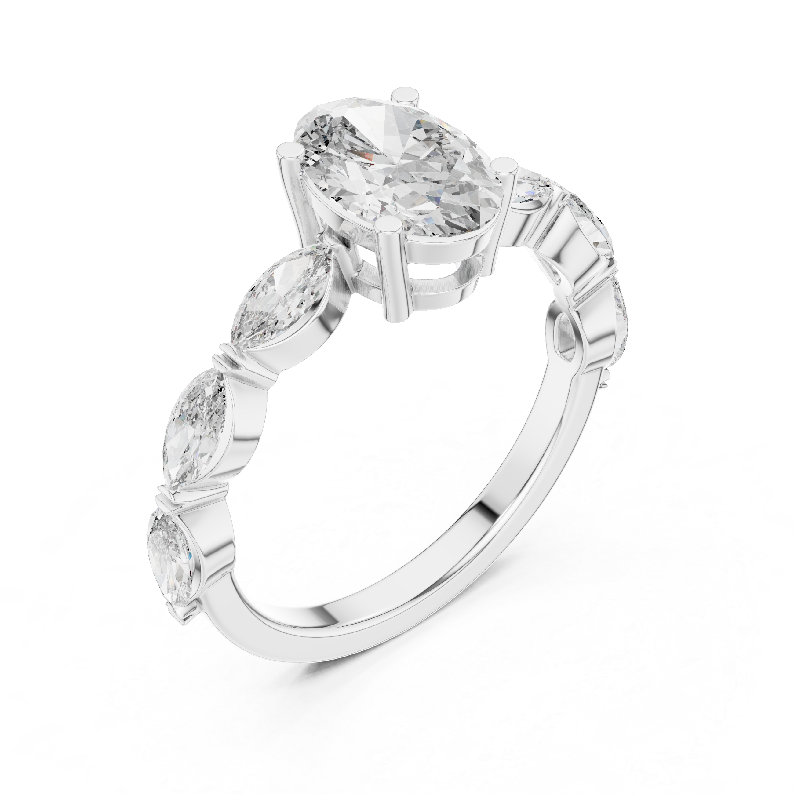 Oval & Marquise Cut Brilliant Moissanite VVS1 Eternity Engagement Ring