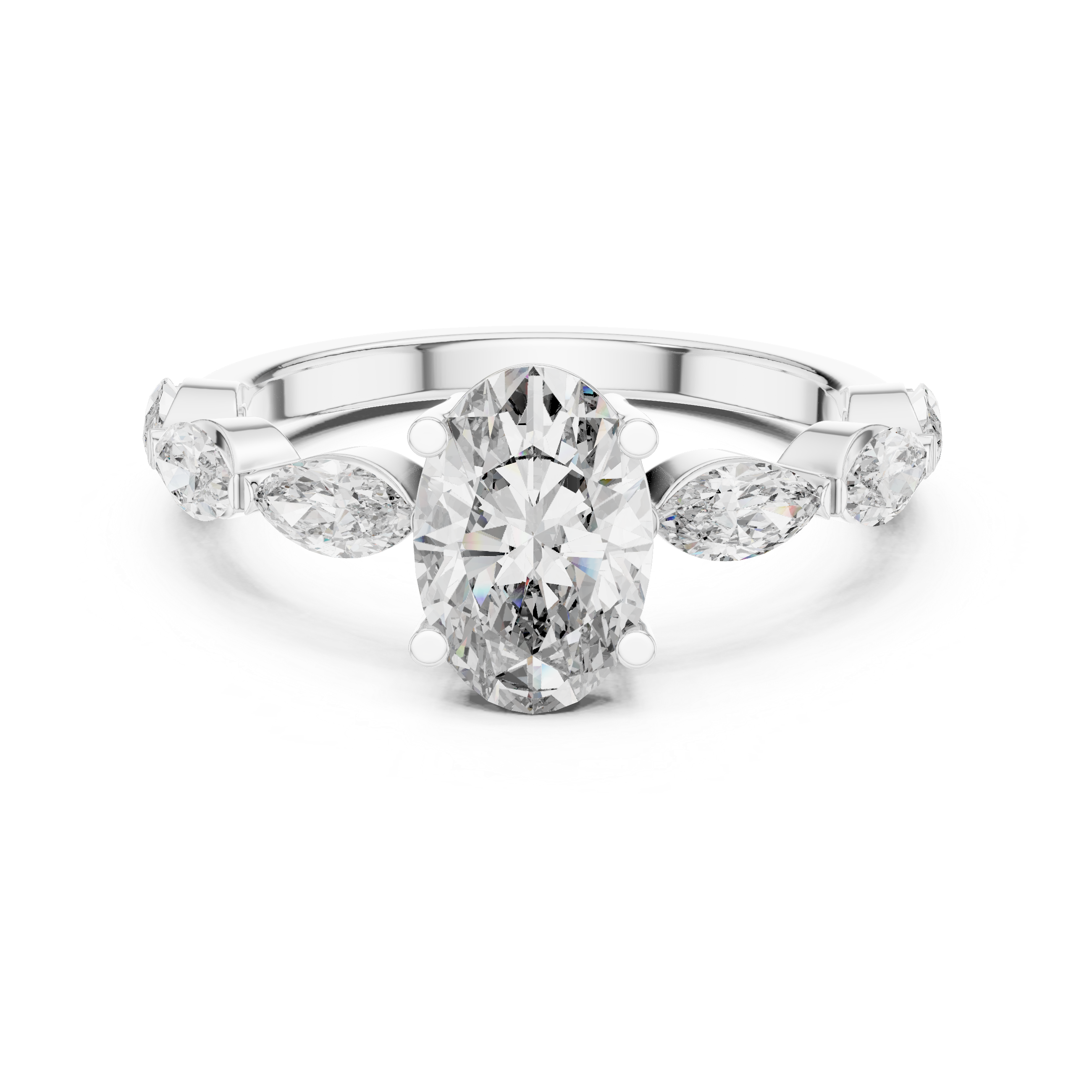 Oval & Marquise Cut Brilliant Moissanite VVS1 Eternity Engagement Ring