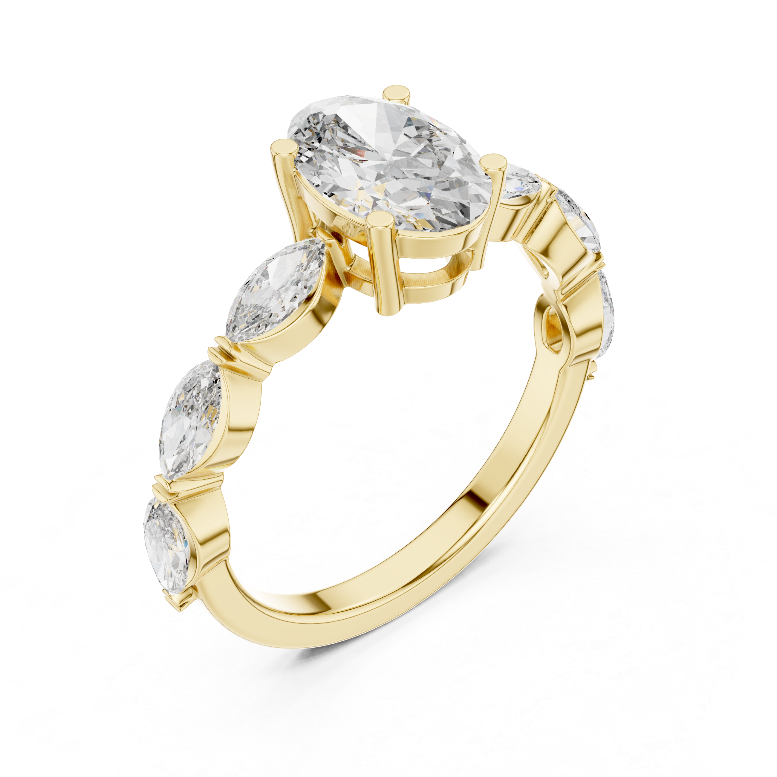 Oval & Marquise Cut Brilliant Moissanite VVS1 Eternity Engagement Ring