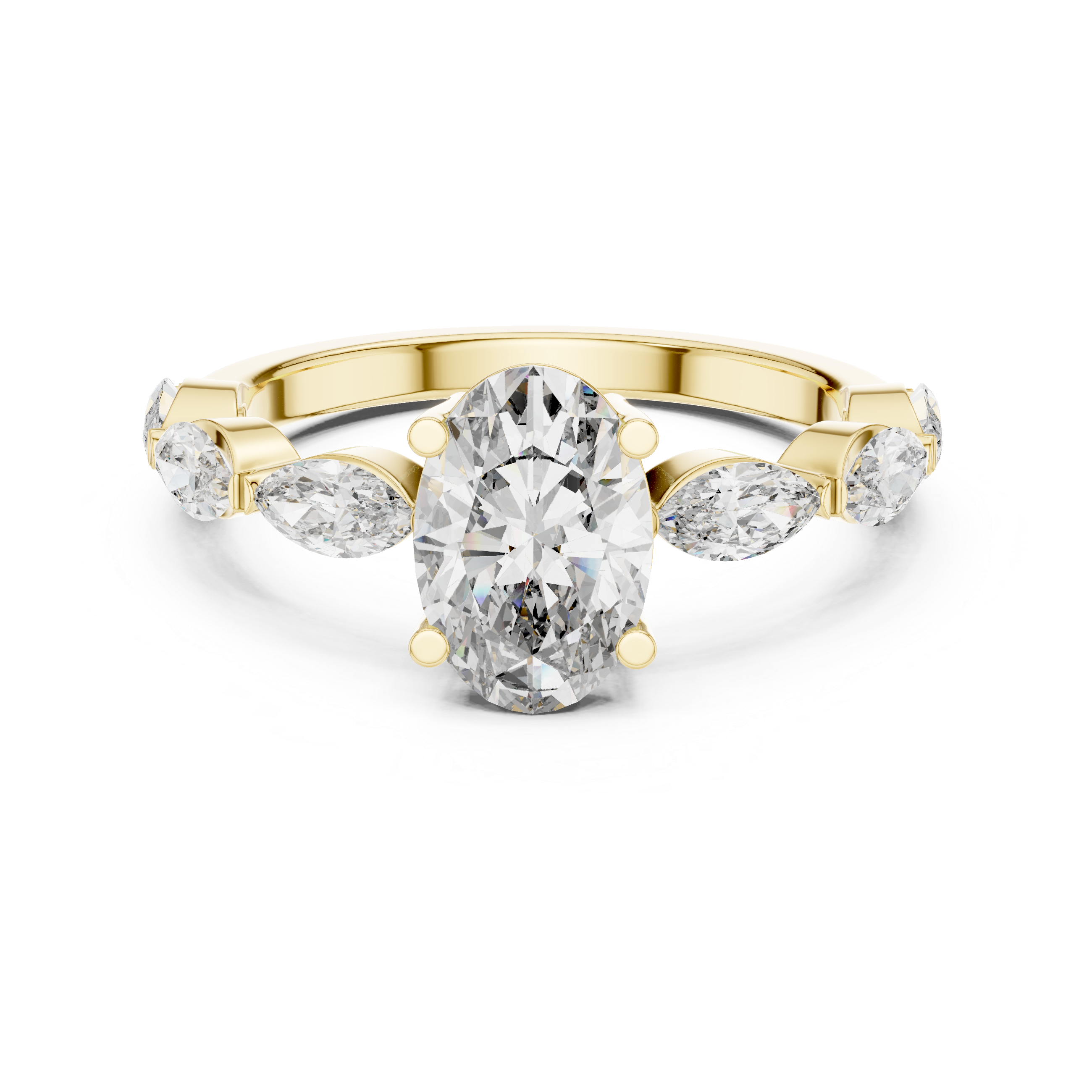 Oval & Marquise Cut Brilliant Moissanite VVS1 Eternity Engagement Ring