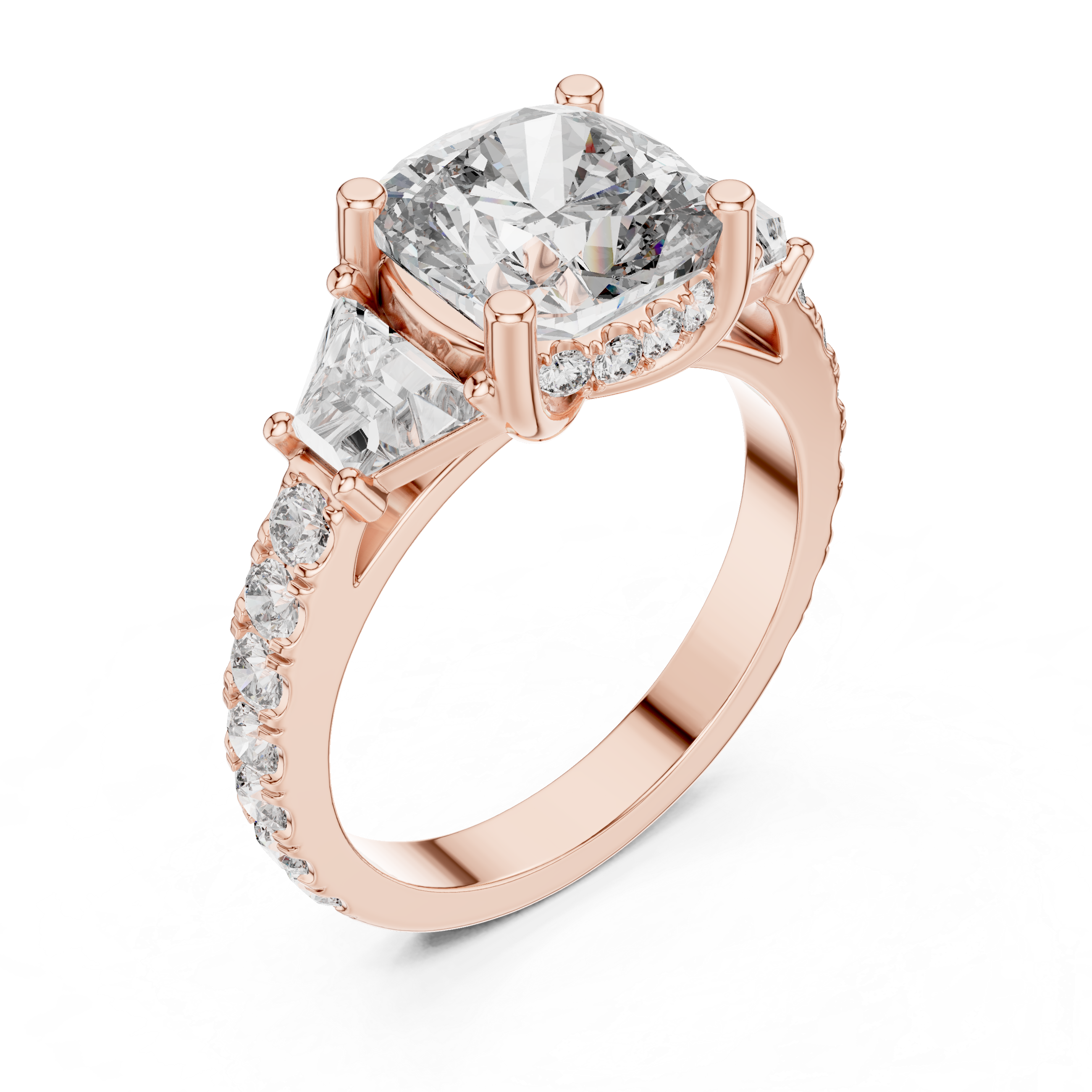 Cushion Cut Brilliant Moissanite VVS1 Eternity Engagement Ring