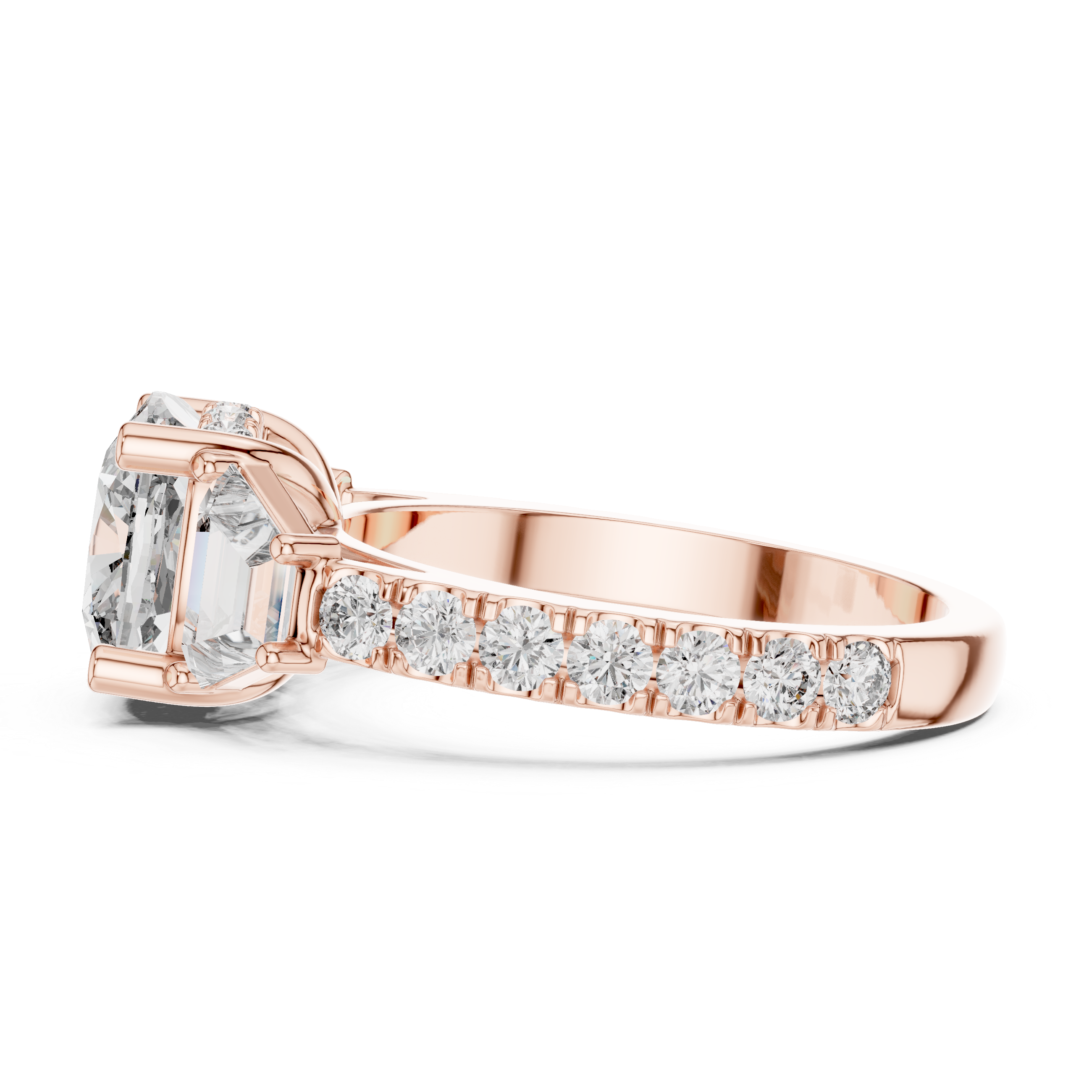 Cushion Cut Brilliant Moissanite VVS1 Eternity Engagement Ring