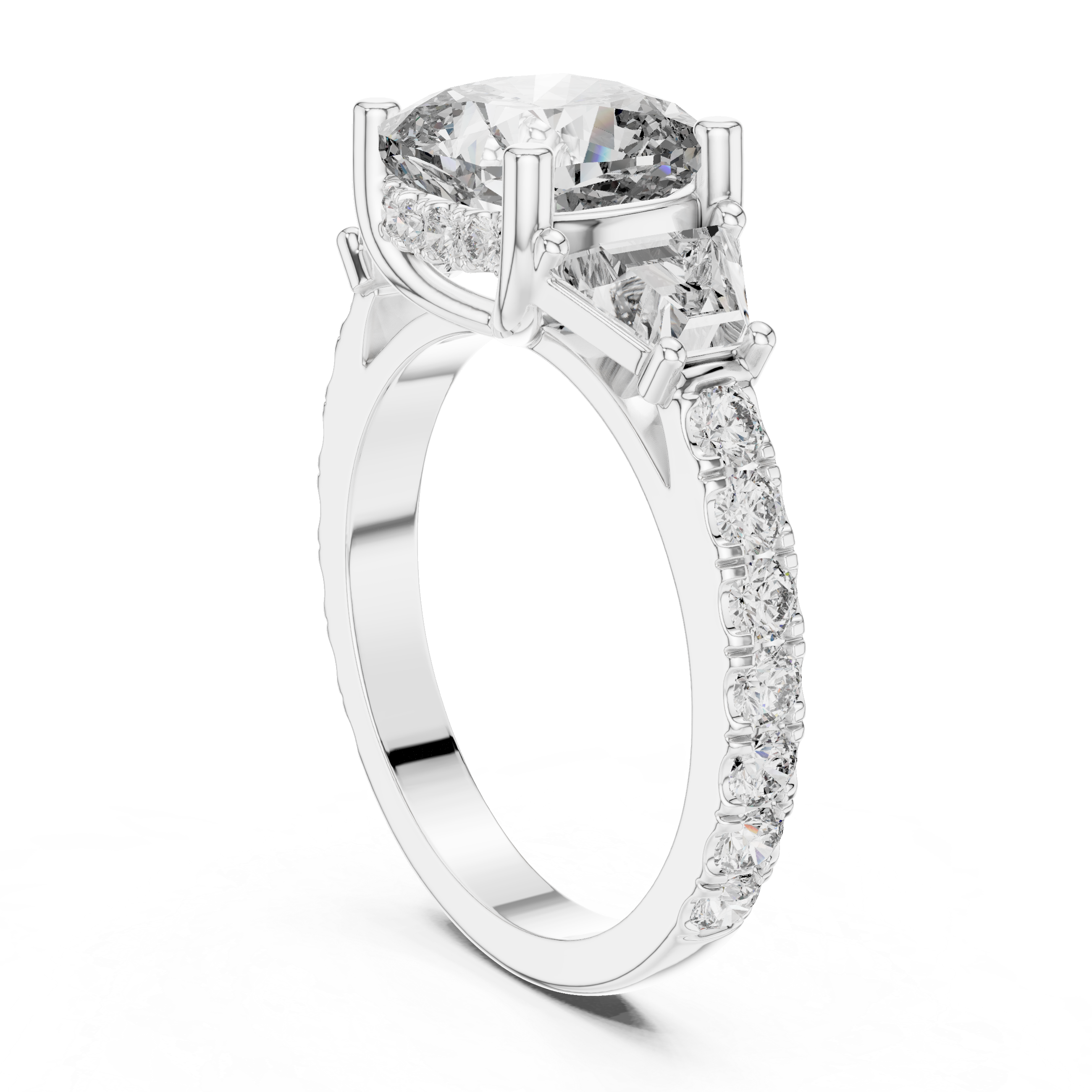 Cushion Cut Brilliant Moissanite VVS1 Eternity Engagement Ring