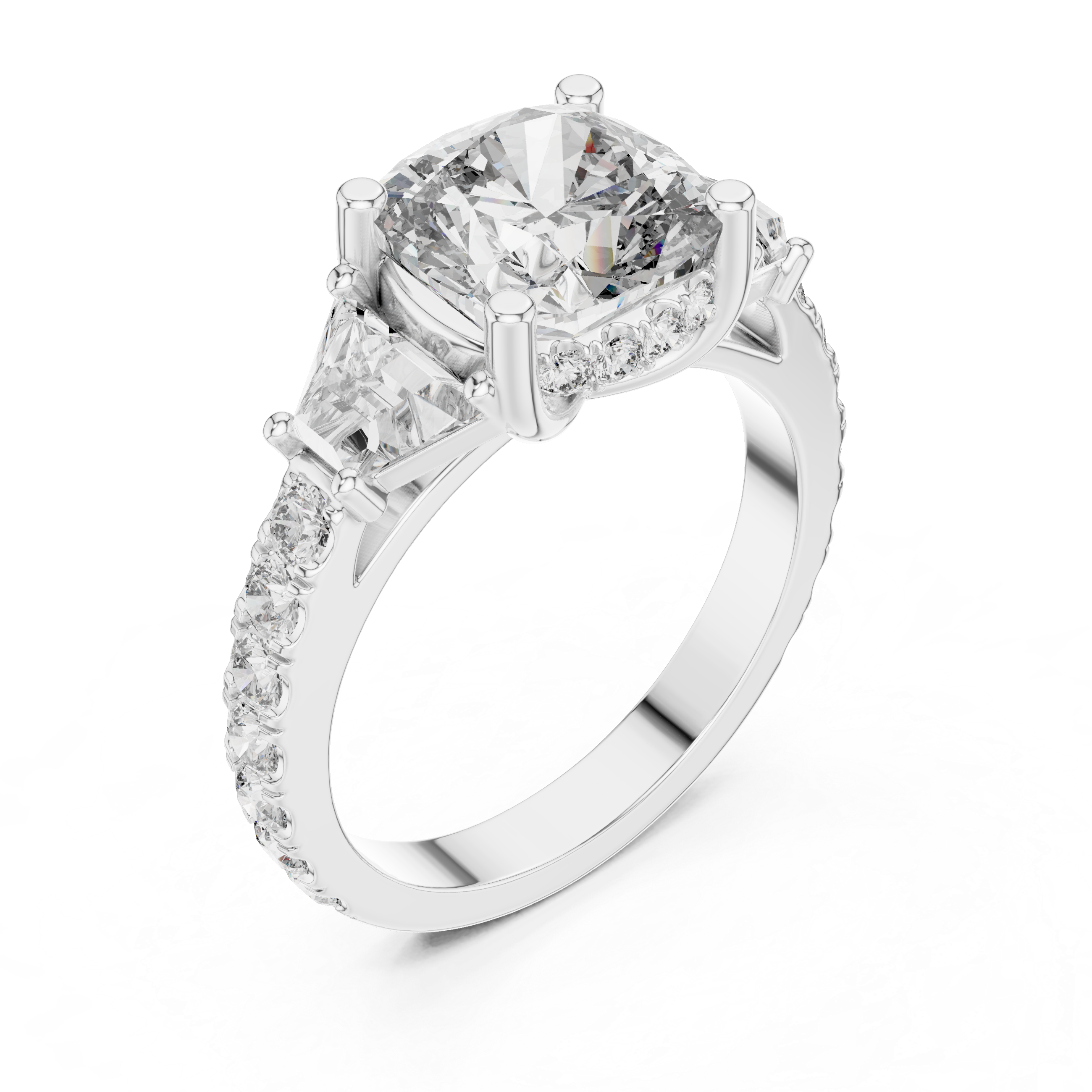 Cushion Cut Brilliant Moissanite VVS1 Eternity Engagement Ring