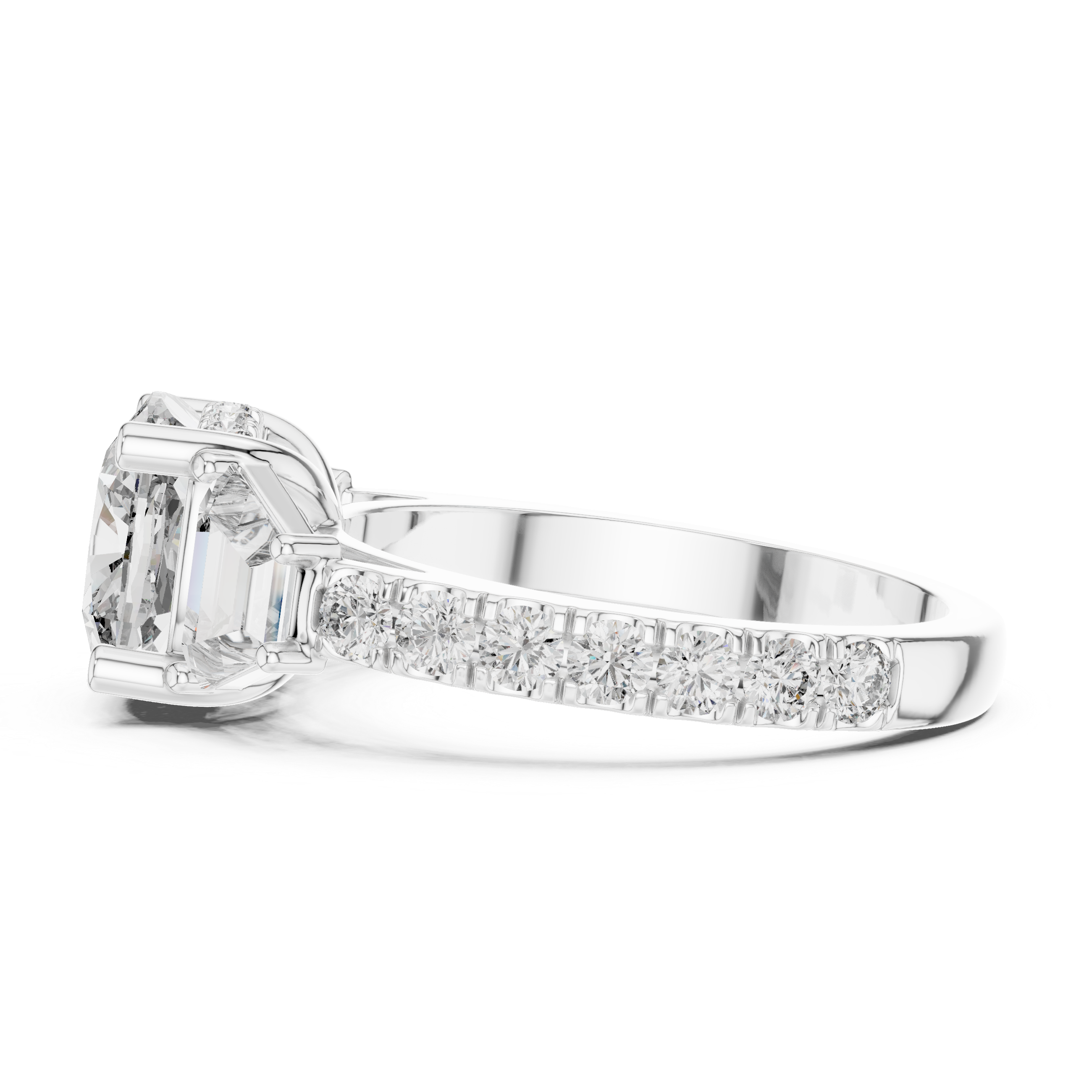 Cushion Cut Brilliant Moissanite VVS1 Eternity Engagement Ring