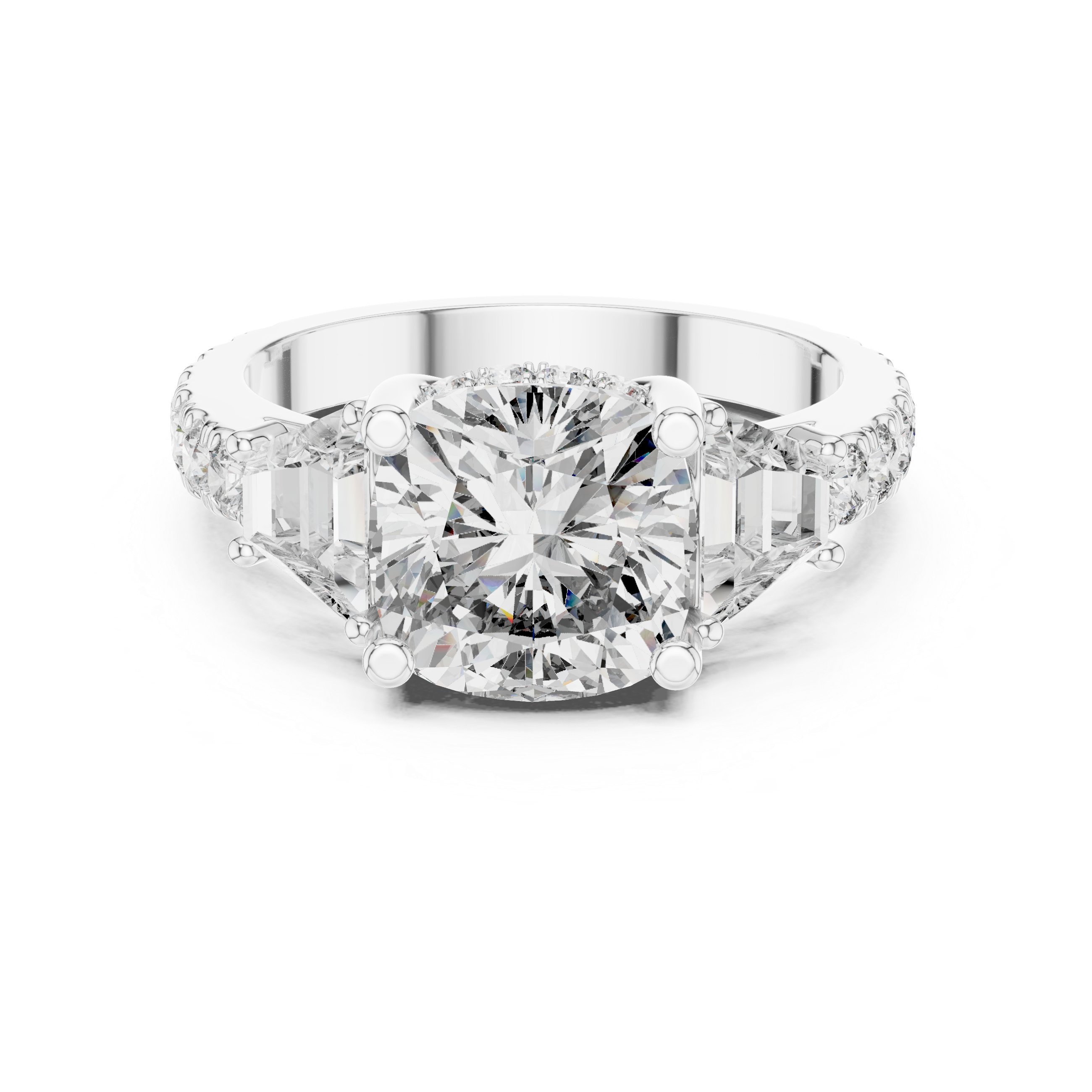 Cushion Cut Brilliant Moissanite VVS1 Eternity Engagement Ring