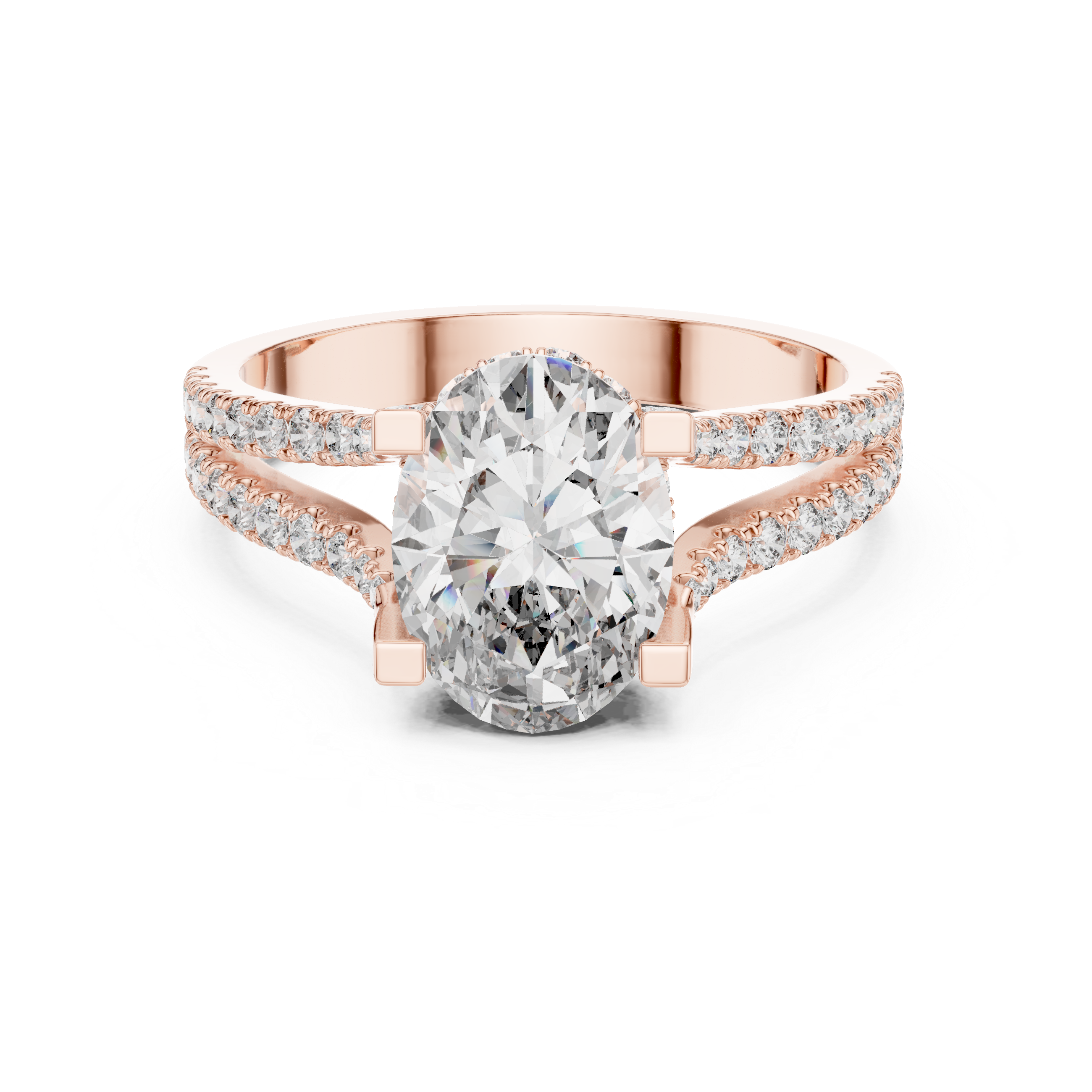 Oval Cut Brilliant Moissanite VVS1 Eternity Engagement Ring