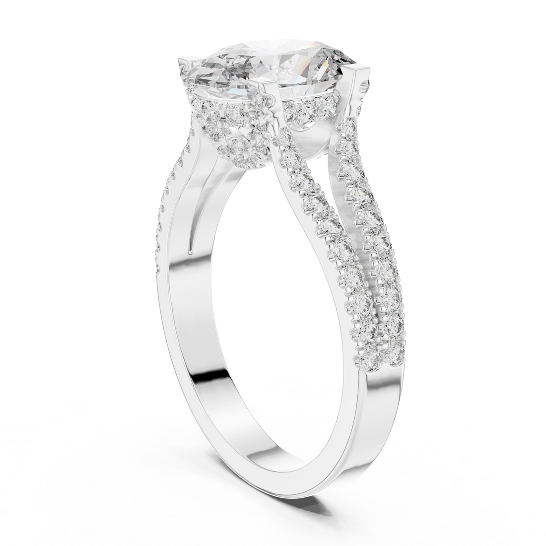 Oval Cut Brilliant Moissanite VVS1 Eternity Engagement Ring