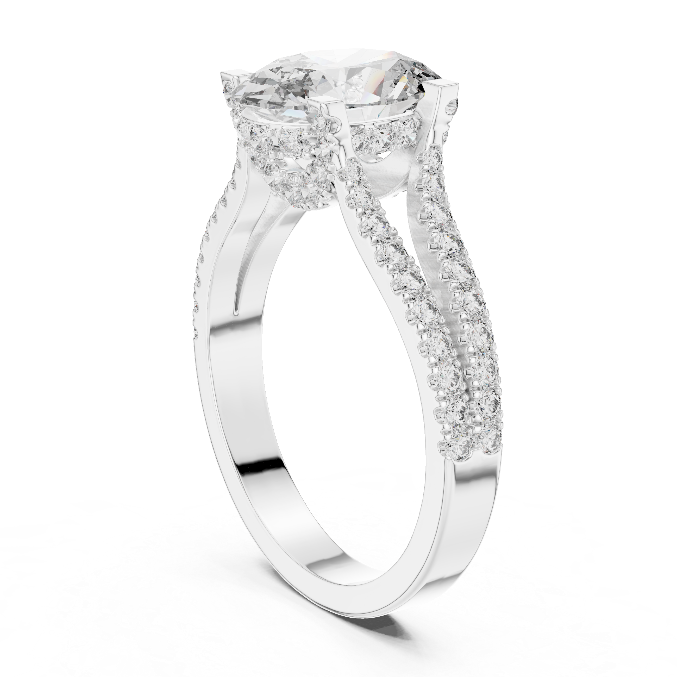 Oval Cut Brilliant Moissanite VVS1 Eternity Engagement Ring
