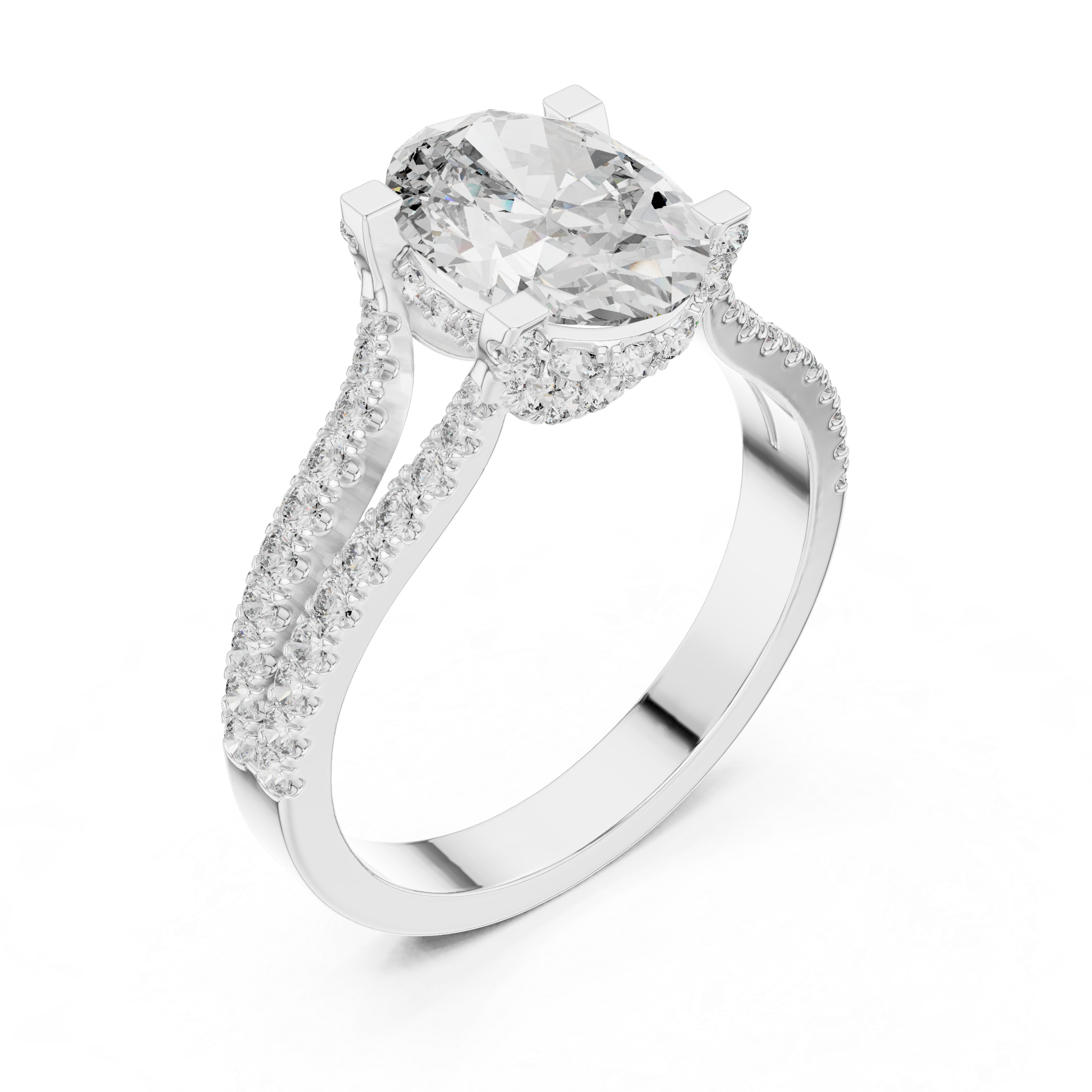 Oval Cut Brilliant Moissanite VVS1 Eternity Engagement Ring