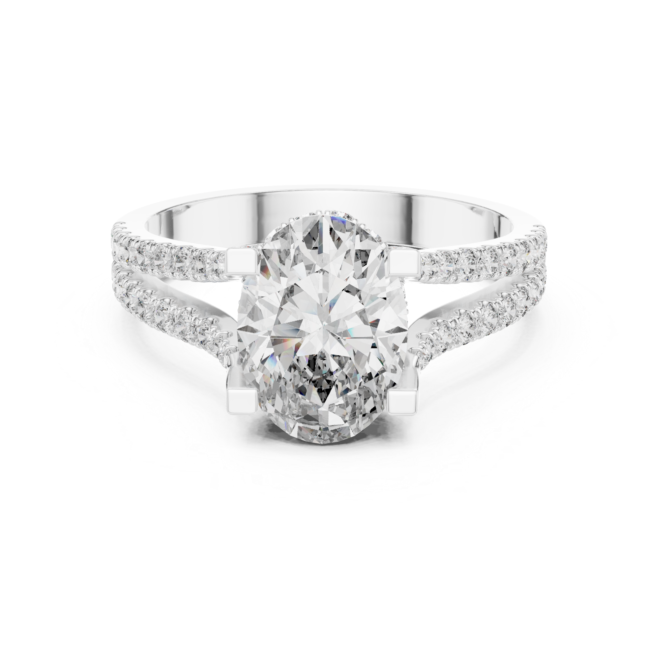 Oval Cut Brilliant Moissanite VVS1 Eternity Engagement Ring