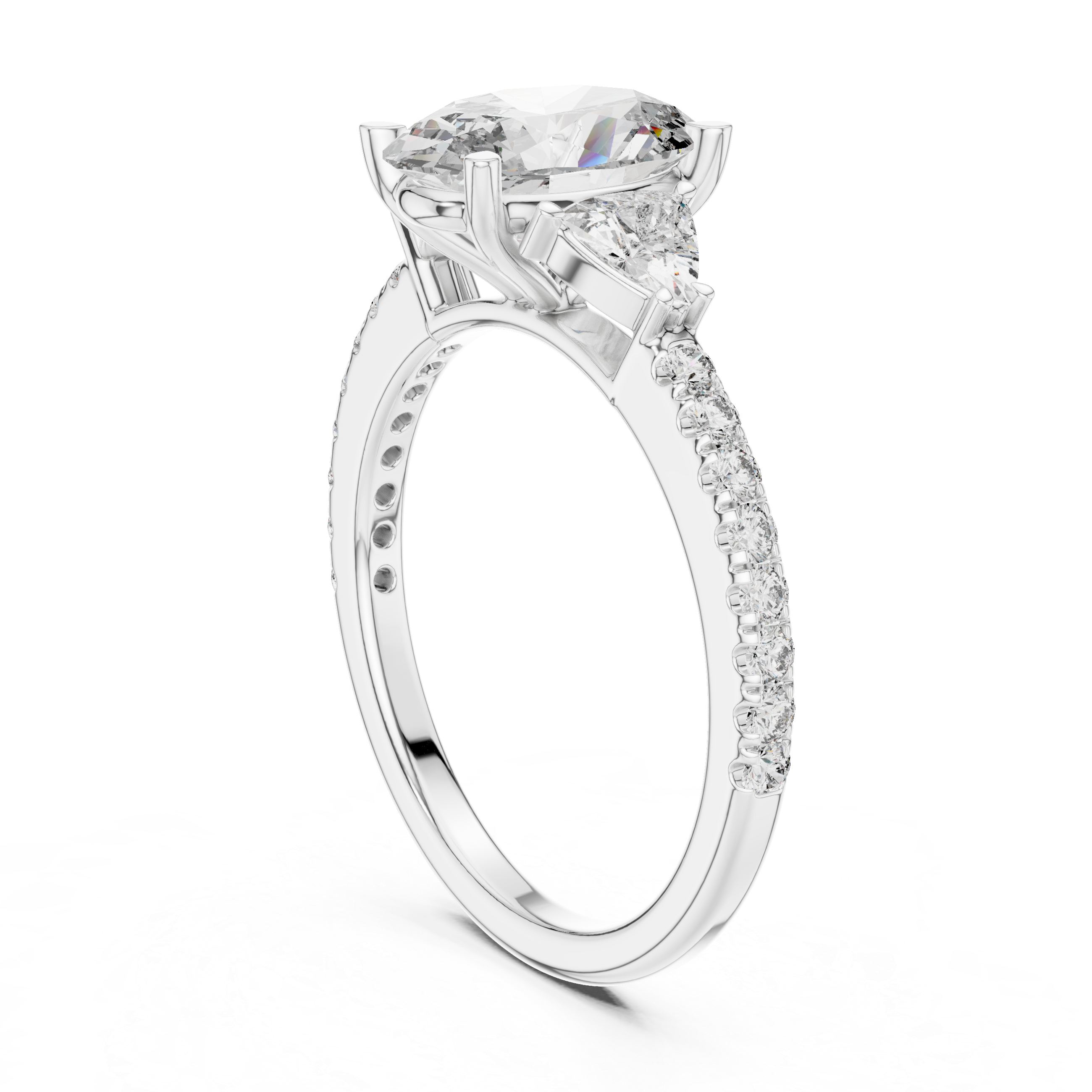 Oval Cut Brilliant Moissanite VVS1 Eternity Engagement Ring