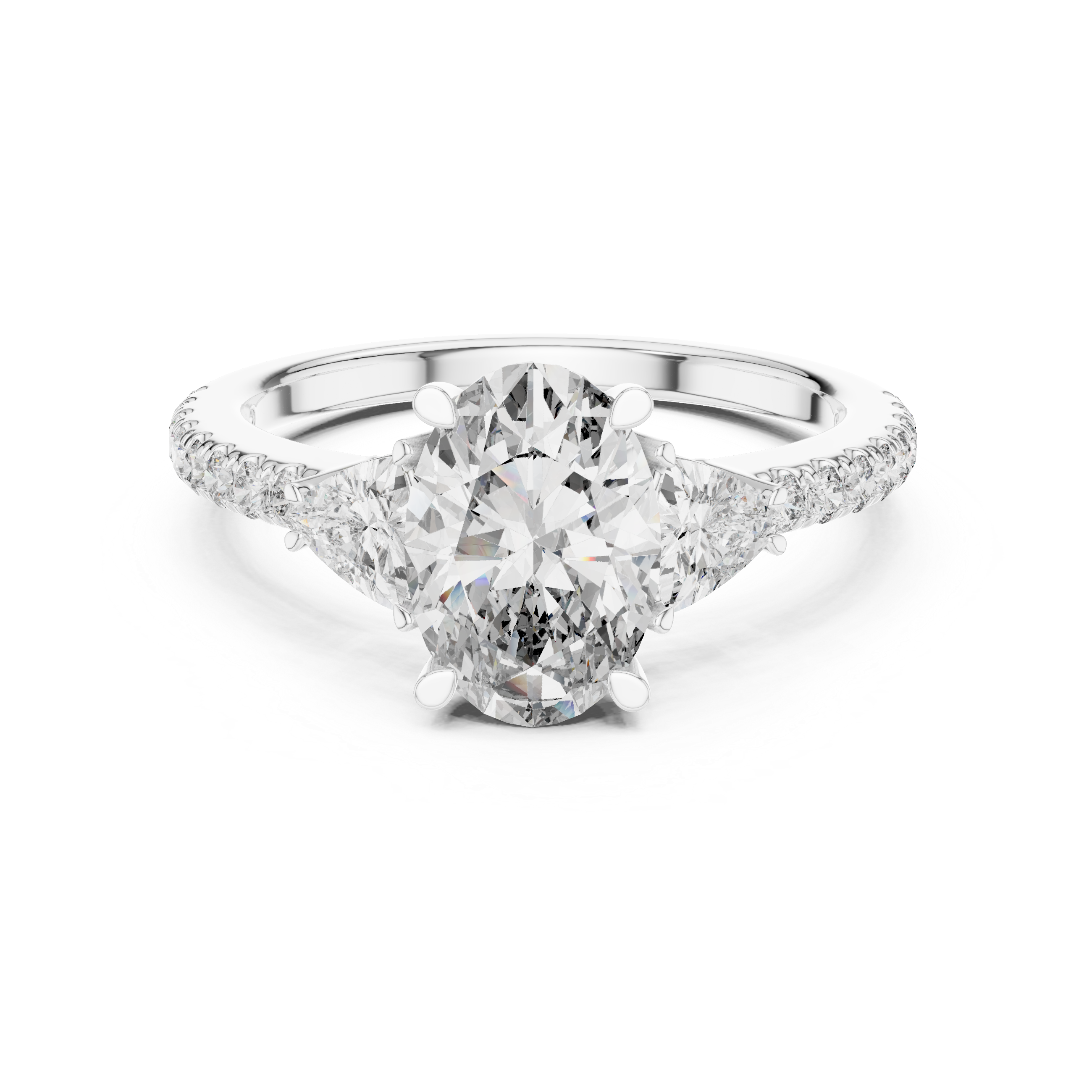 Oval, Trillion And Round Cut Brilliant Moissanite VVS1 Eternity Engagement Ring