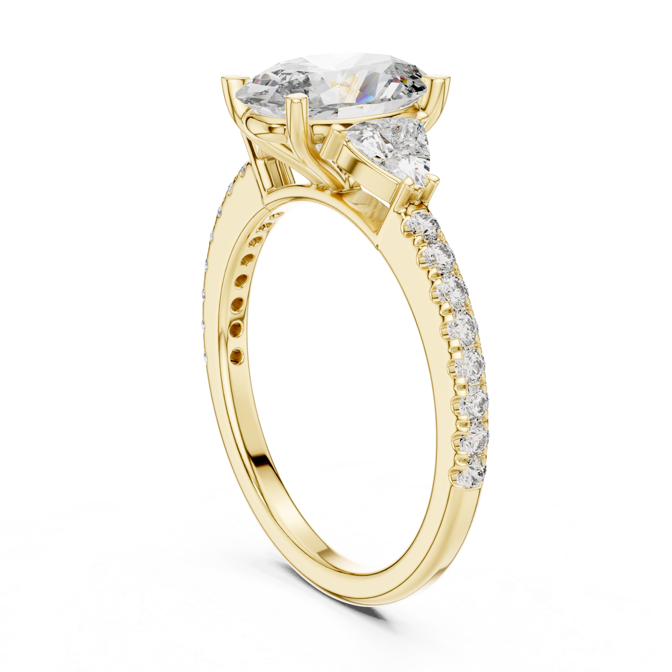 Oval, Trillion And Round Cut Brilliant Moissanite VVS1 Eternity Engagement Ring