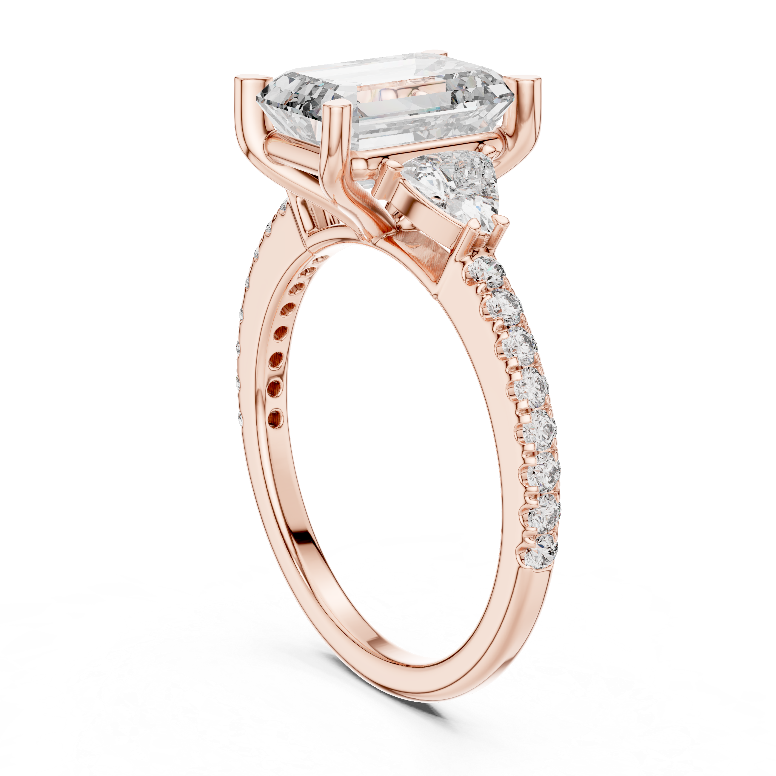 Emerald Cut Brilliant Moissanite VVS1 Eternity Engagement Ring