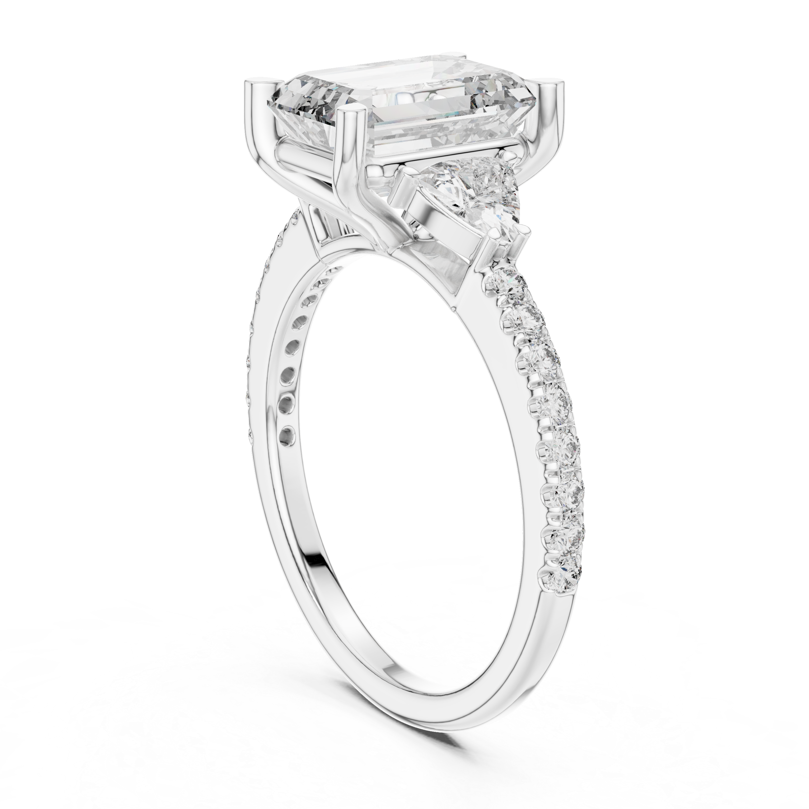 Emerald Cut Brilliant Moissanite VVS1 Eternity Engagement Ring